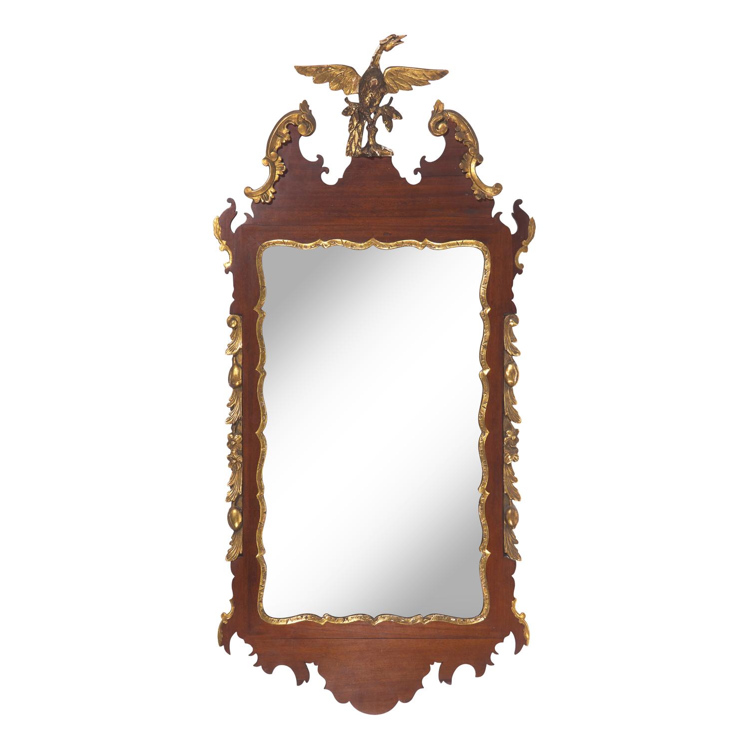 A George III Carved and Parcel-Gilt Mahogany Mirror