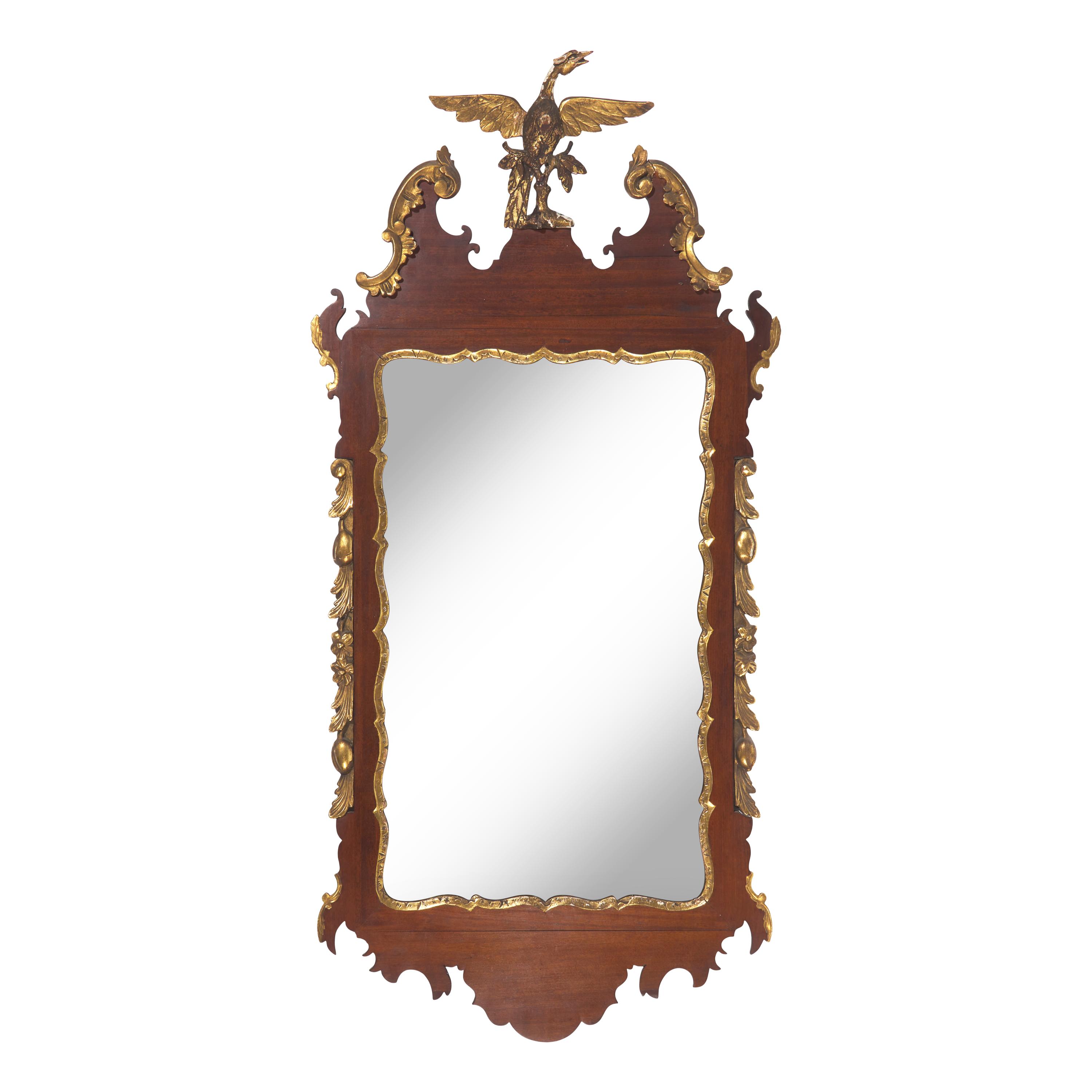 A George III Carved and Parcel-Gilt Mahogany Mirror