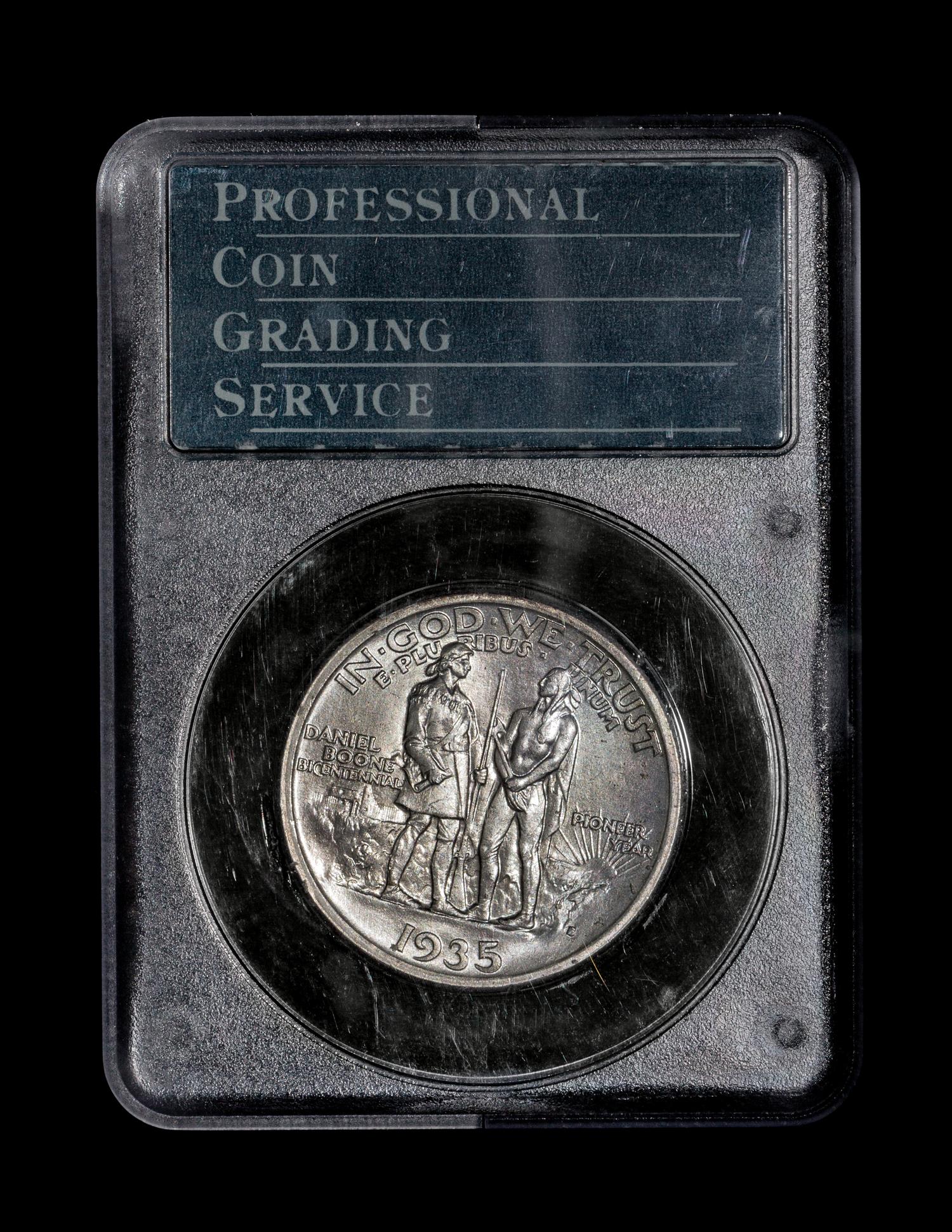 A United States 1935-S Daniel Boone Commemorative 50c Coin — PCGS graded MS65