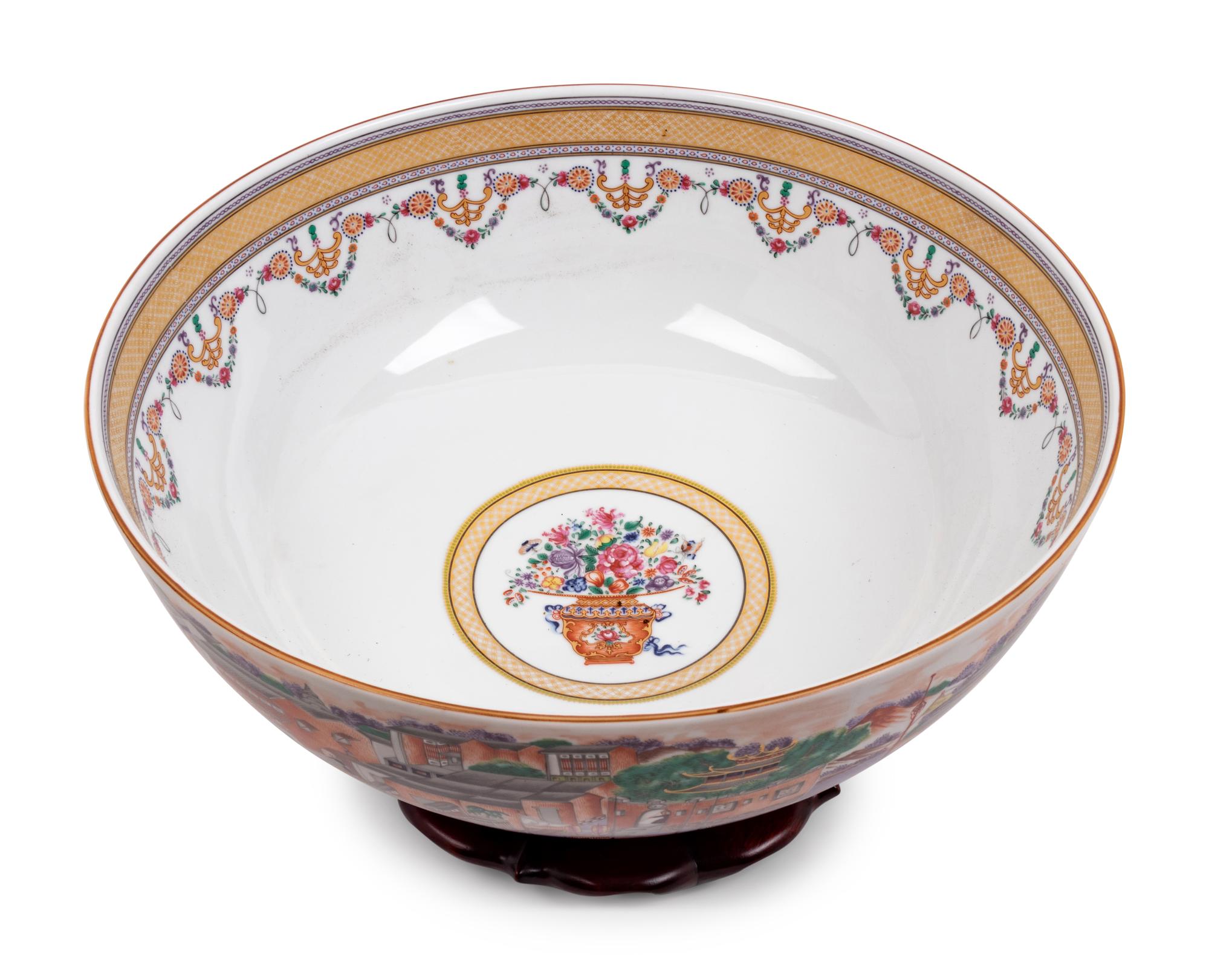 A Mottahedeh Chinese Export Decorated Porcelain Punch Bowl