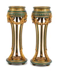 A Pair of Venetian Style Painted and Parcel Gilt Jardinières