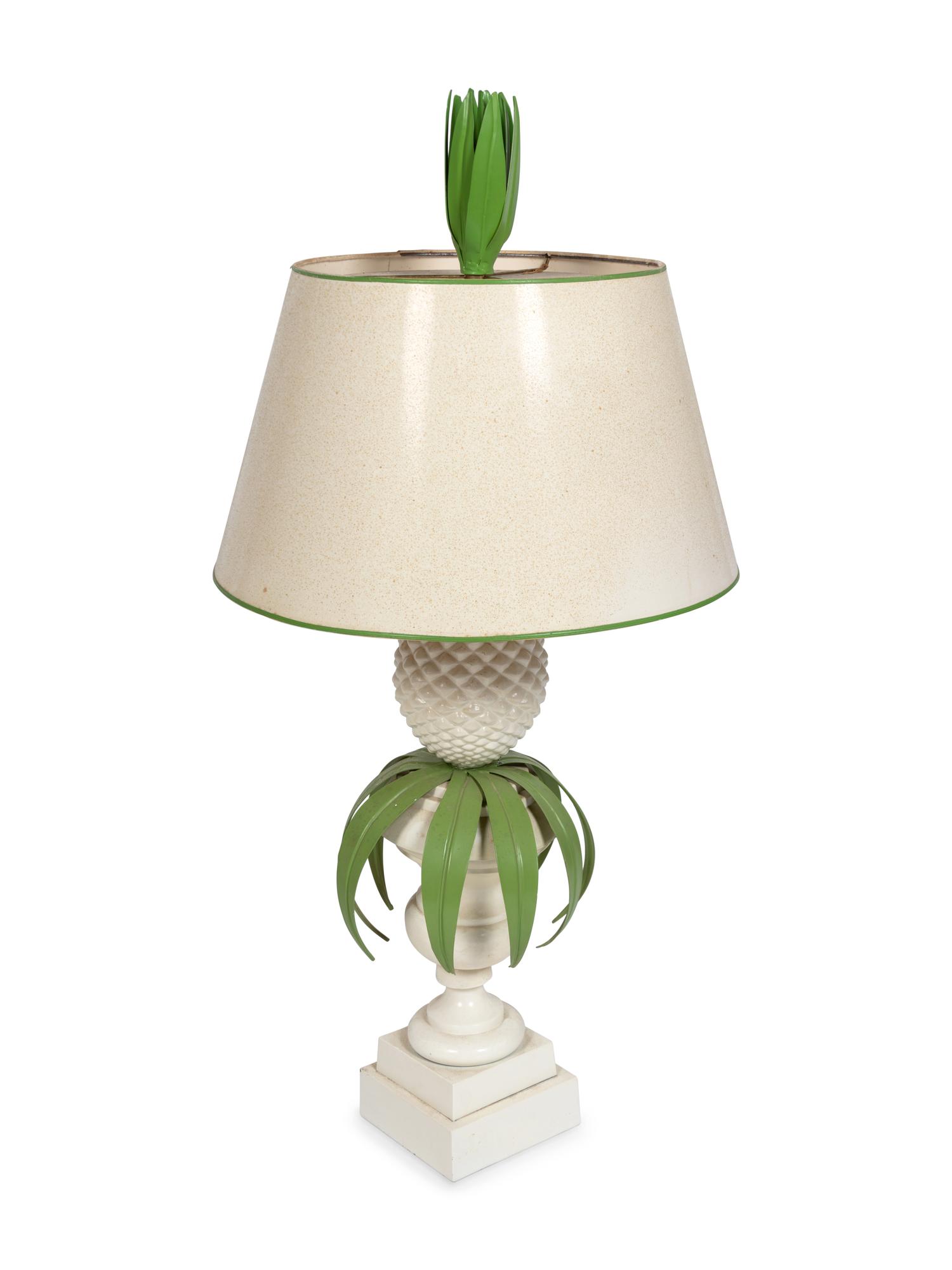 A Tole and Ceramic Pineapple Lamp