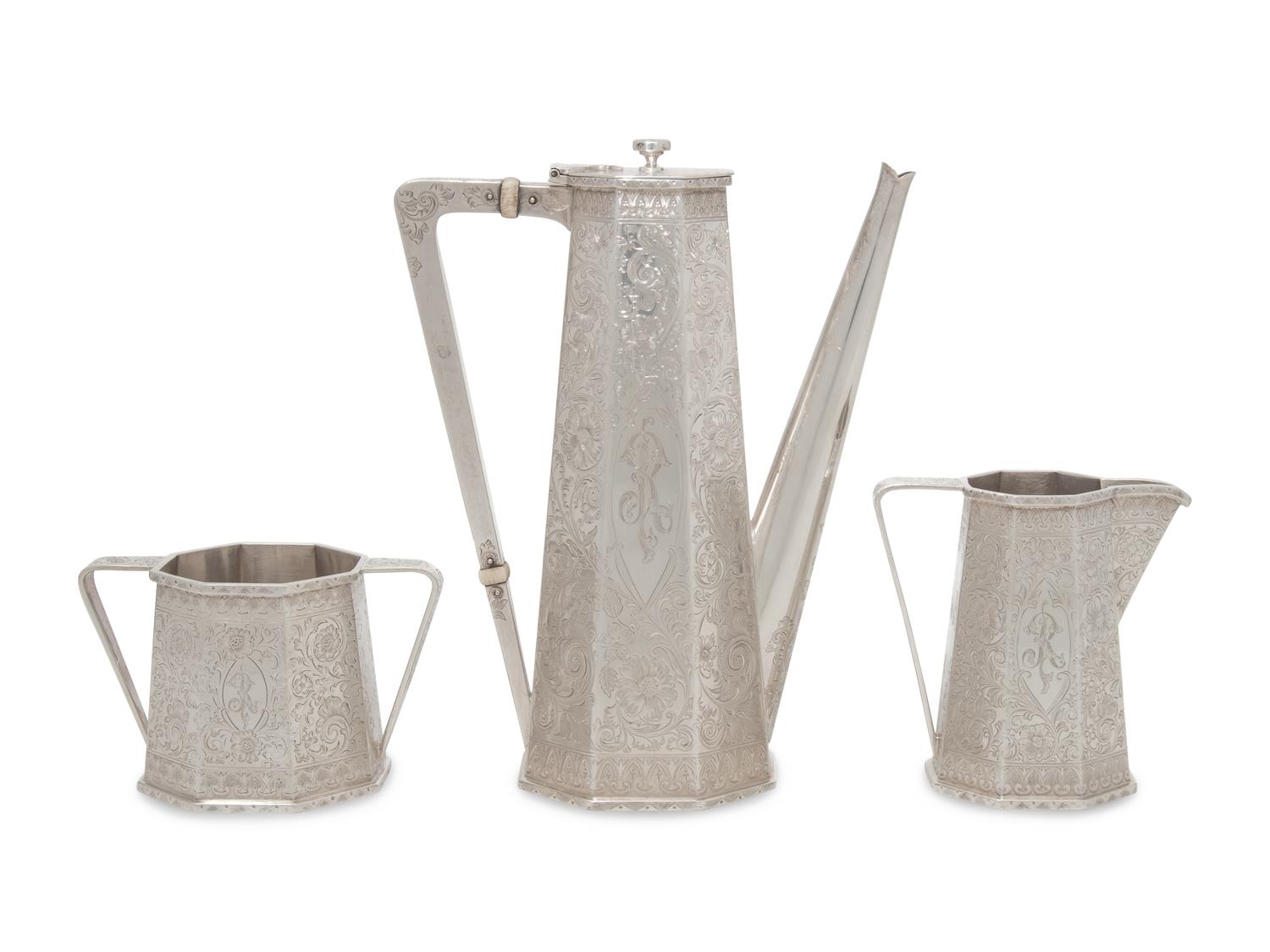 An American Silver Three-Piece Coffee Service