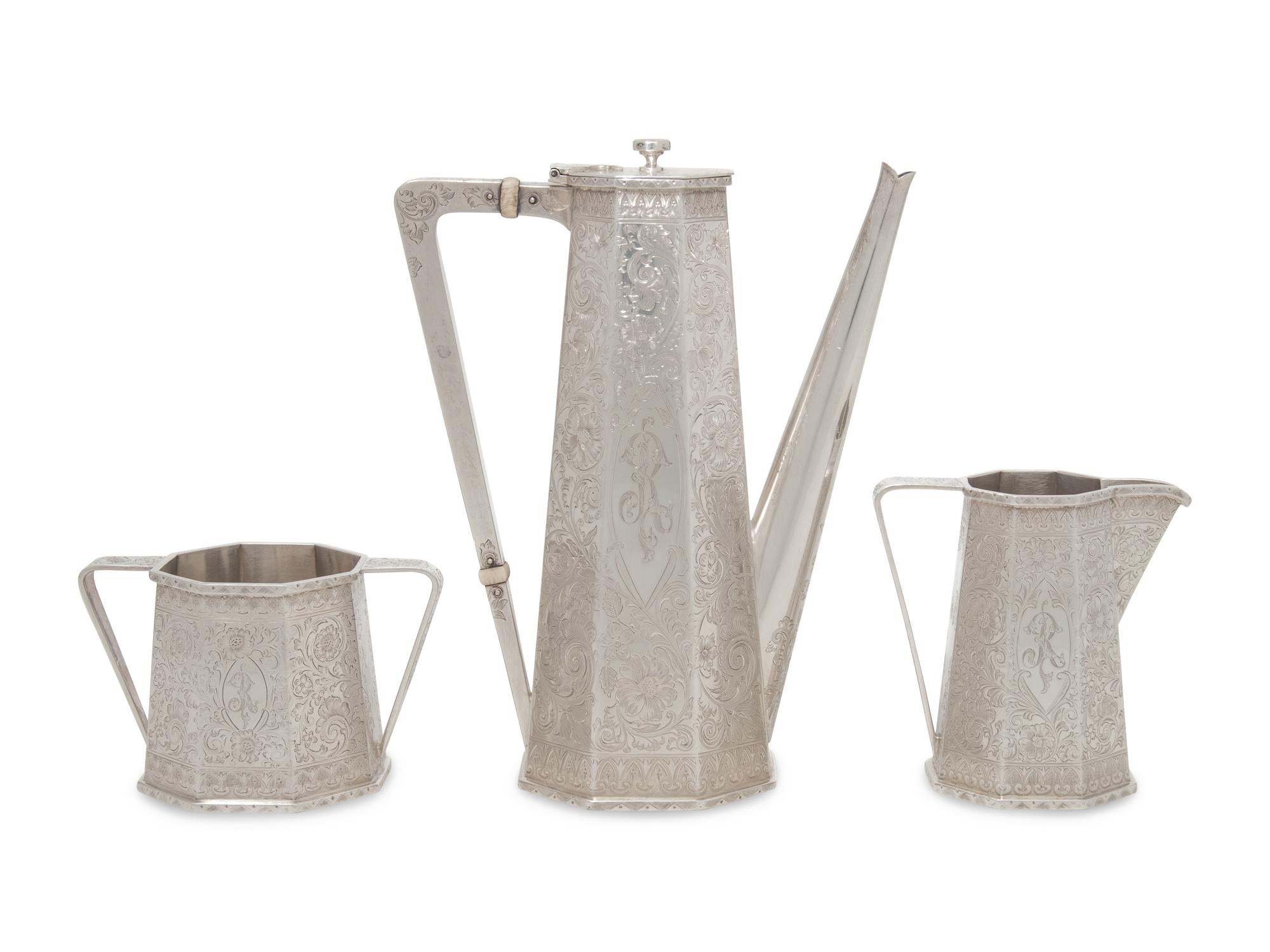 An American Silver Three-Piece Coffee Service