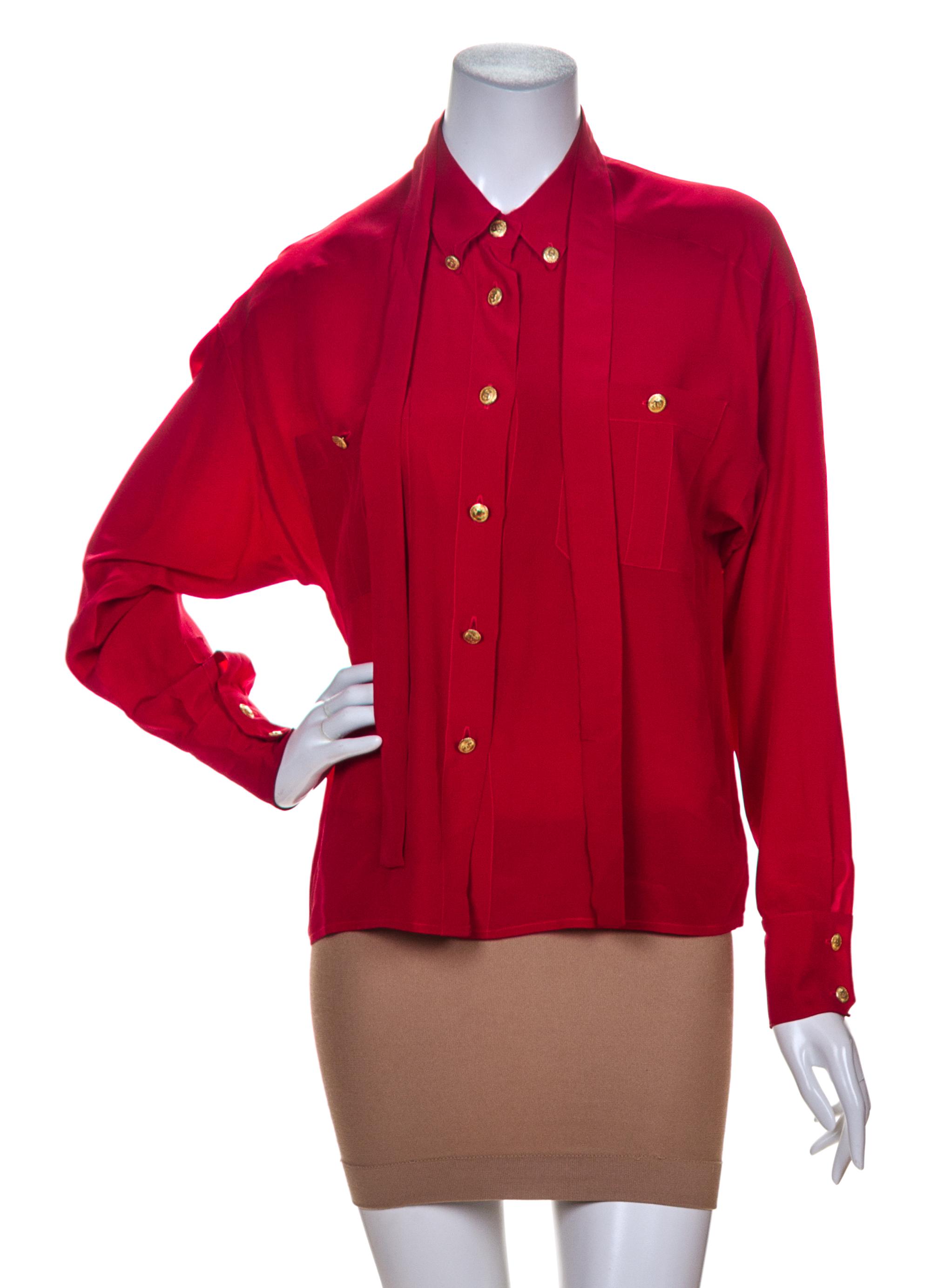 A Chanel Red Silk Blouse,