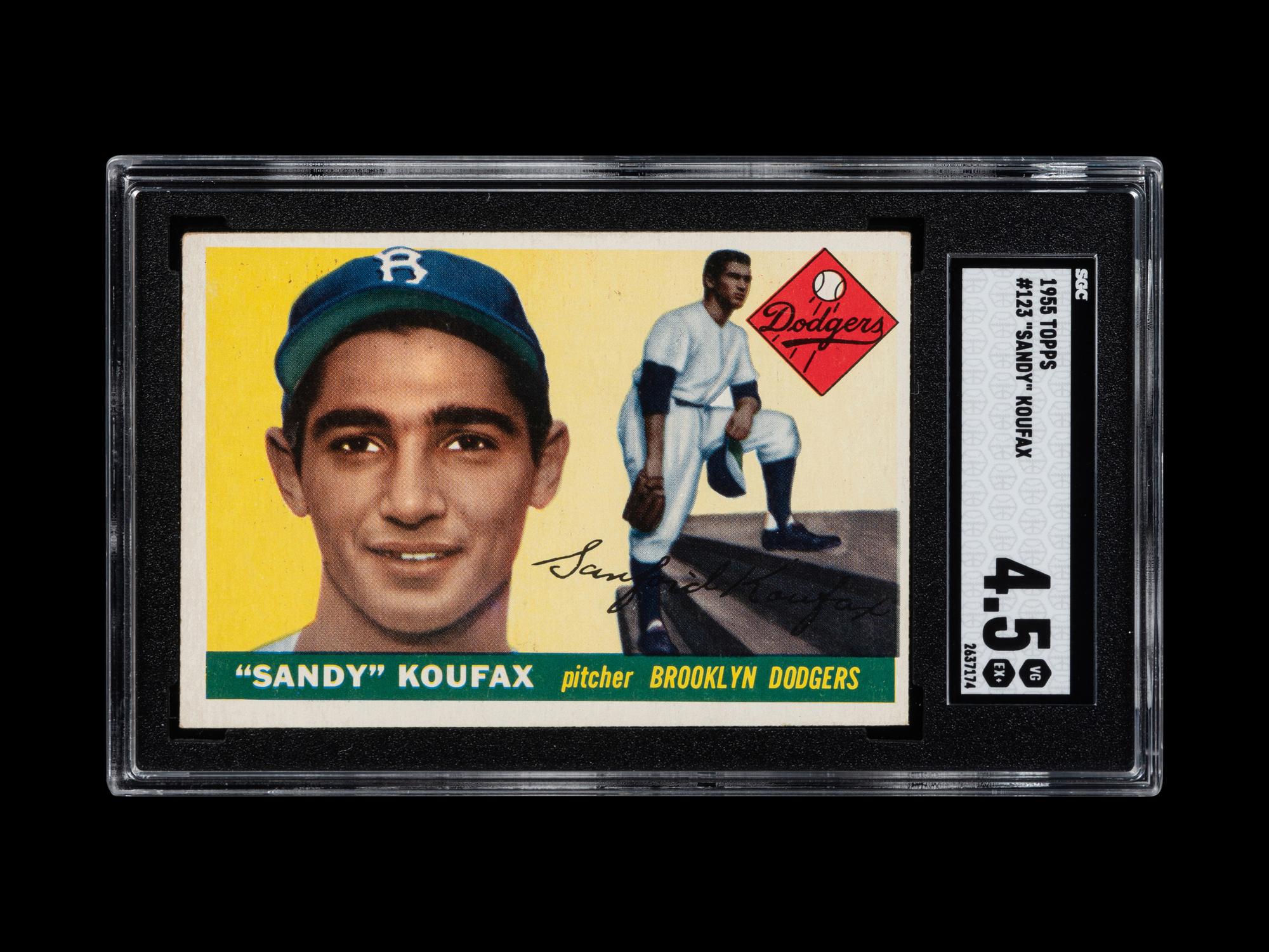 A 1955 Topps Sandy Koufax Rookie Baseball Card No. 123 (SGC 4.5 VG/EX+)