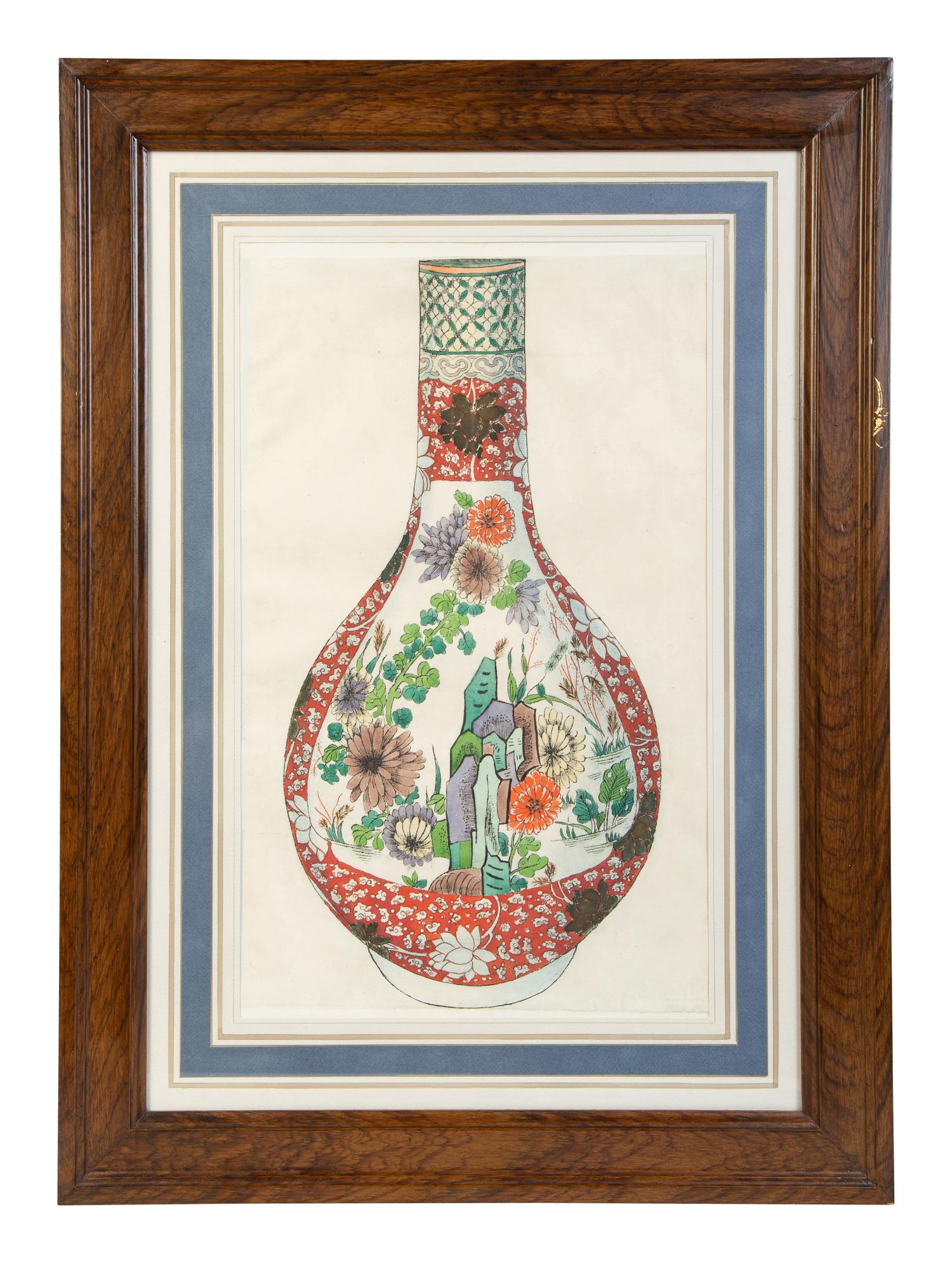 A Group of Eight Framed Chinese Works on Paper Depicting Export Porcelains — EARLY 20TH CENTURY