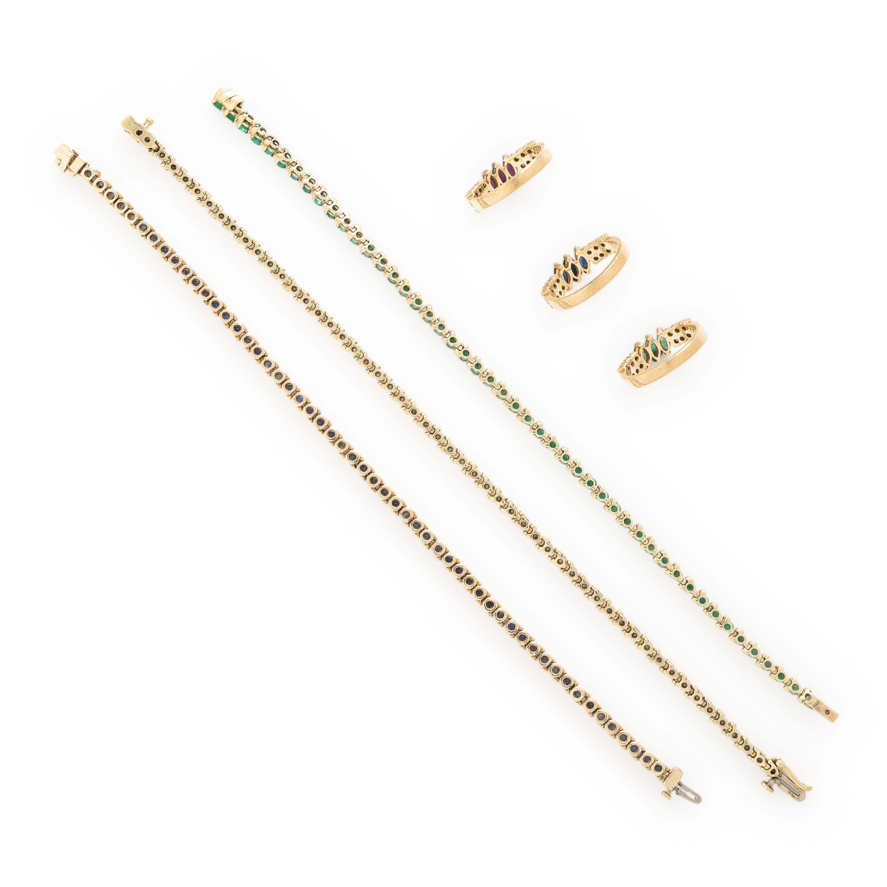 Collection of Multigem and Yellow Gold Jewelry