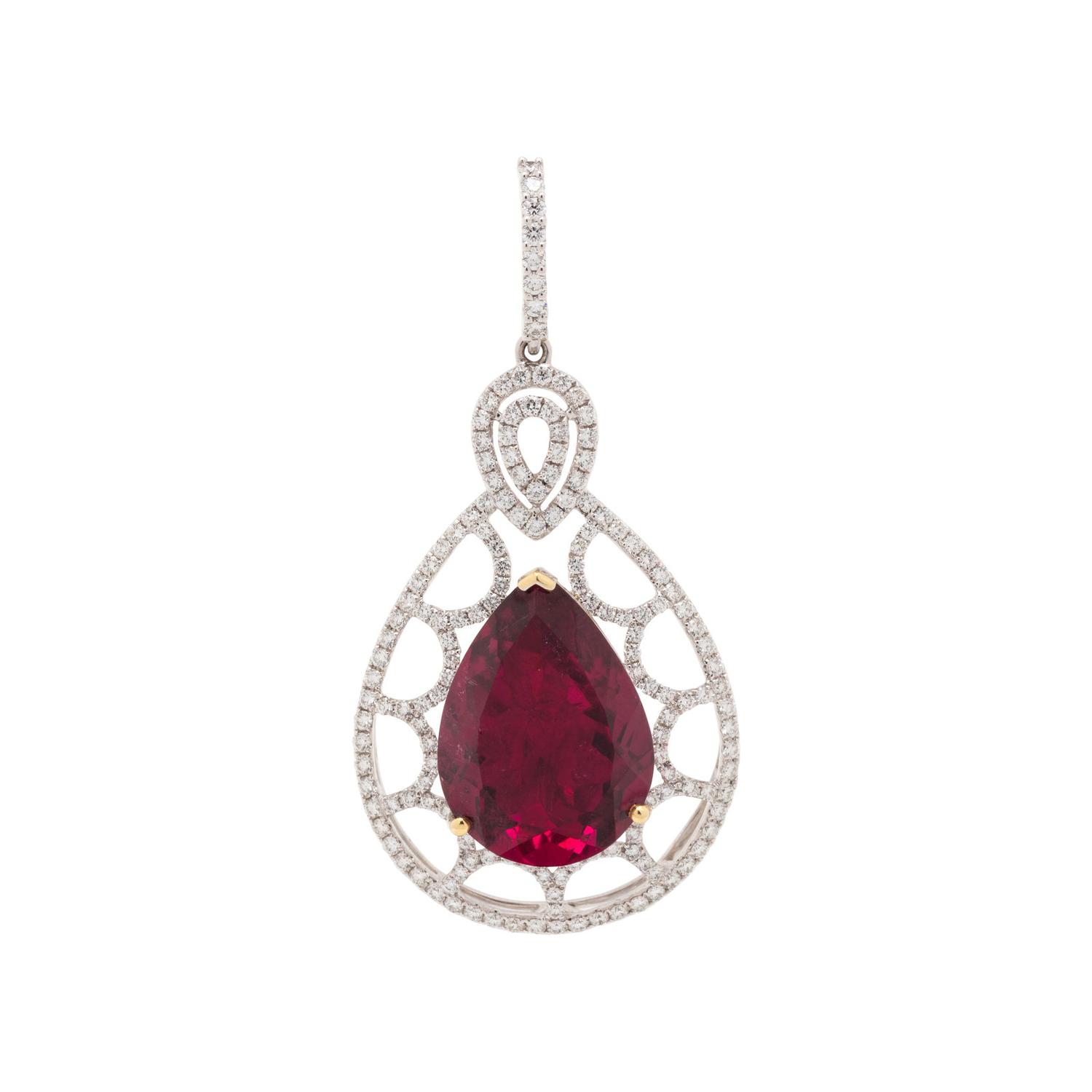 RUBELLITE AND DIAMOND PENDANT
