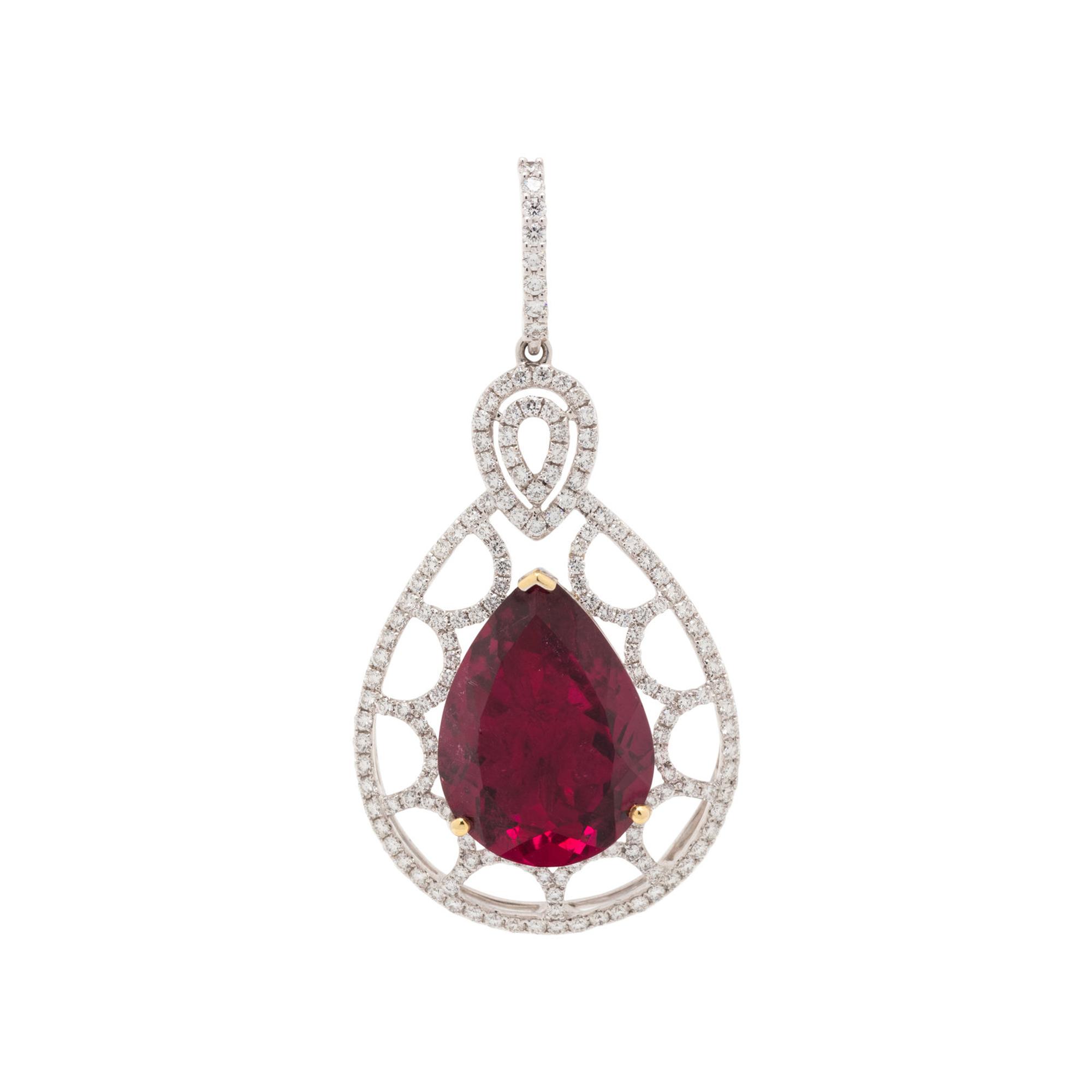 RUBELLITE AND DIAMOND PENDANT