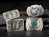 Hopi and Navajo Silver Belt Buckles