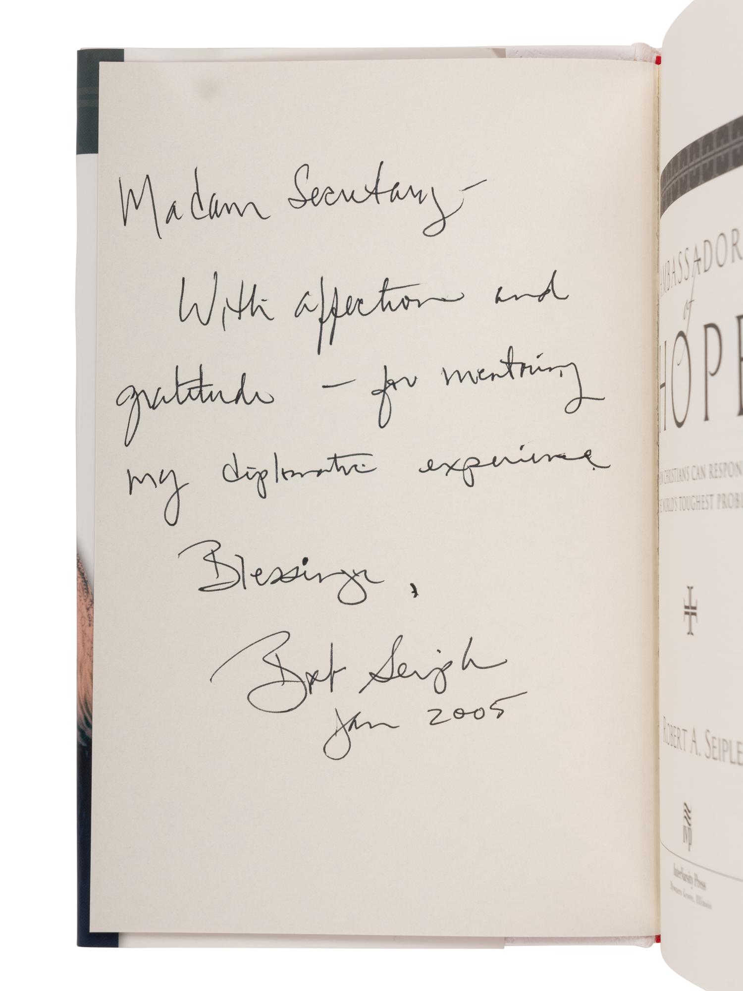 RELIGION A group of 3 FIRST EDITIONS INSCRIBED TO SECRETARY ALBRIGHT: