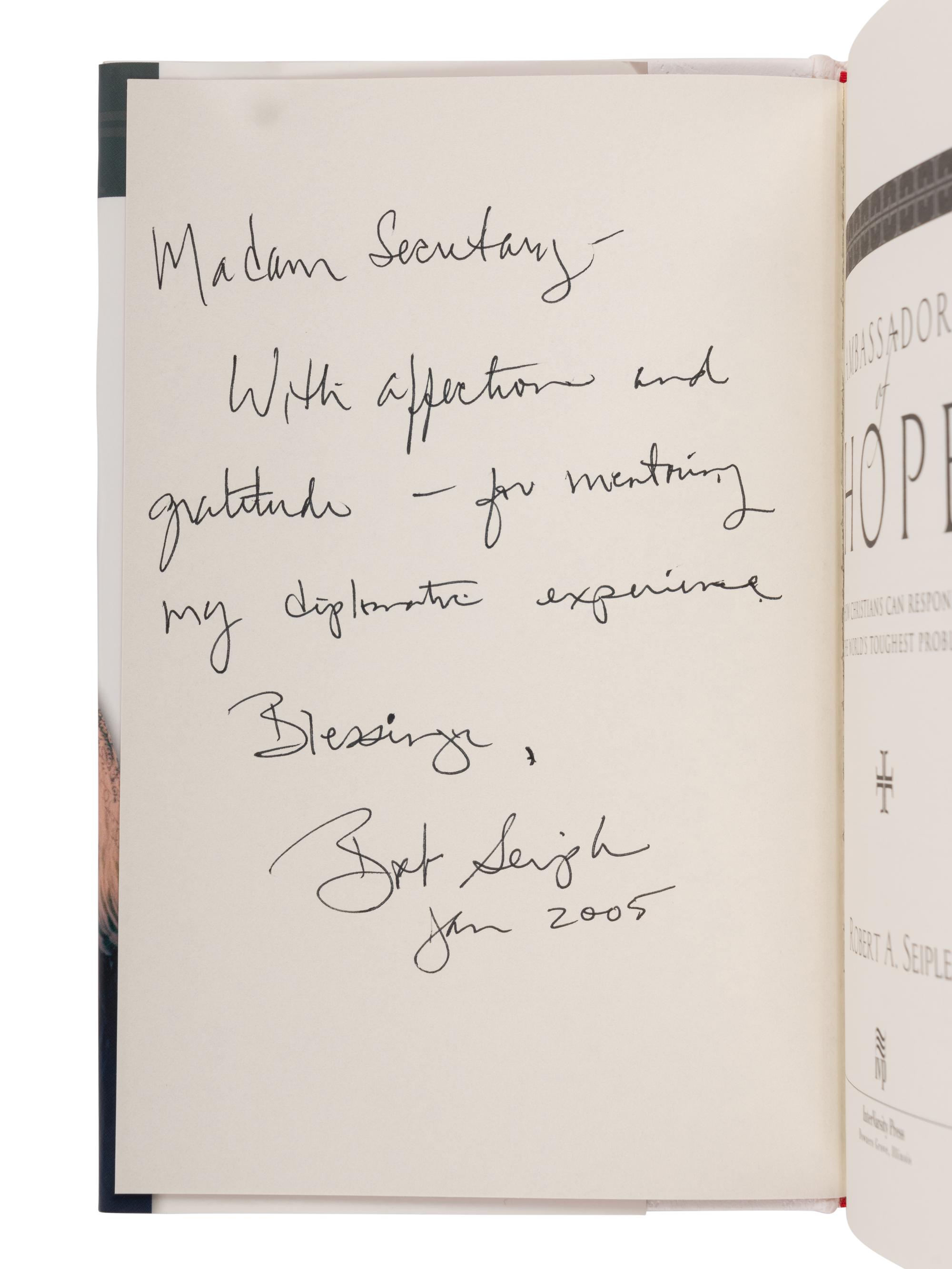 RELIGION A group of 3 FIRST EDITIONS INSCRIBED TO SECRETARY ALBRIGHT: