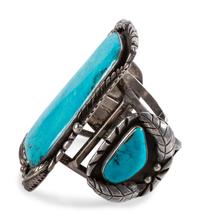 Large Navajo Silver and Turquoise Cuff Bracelet