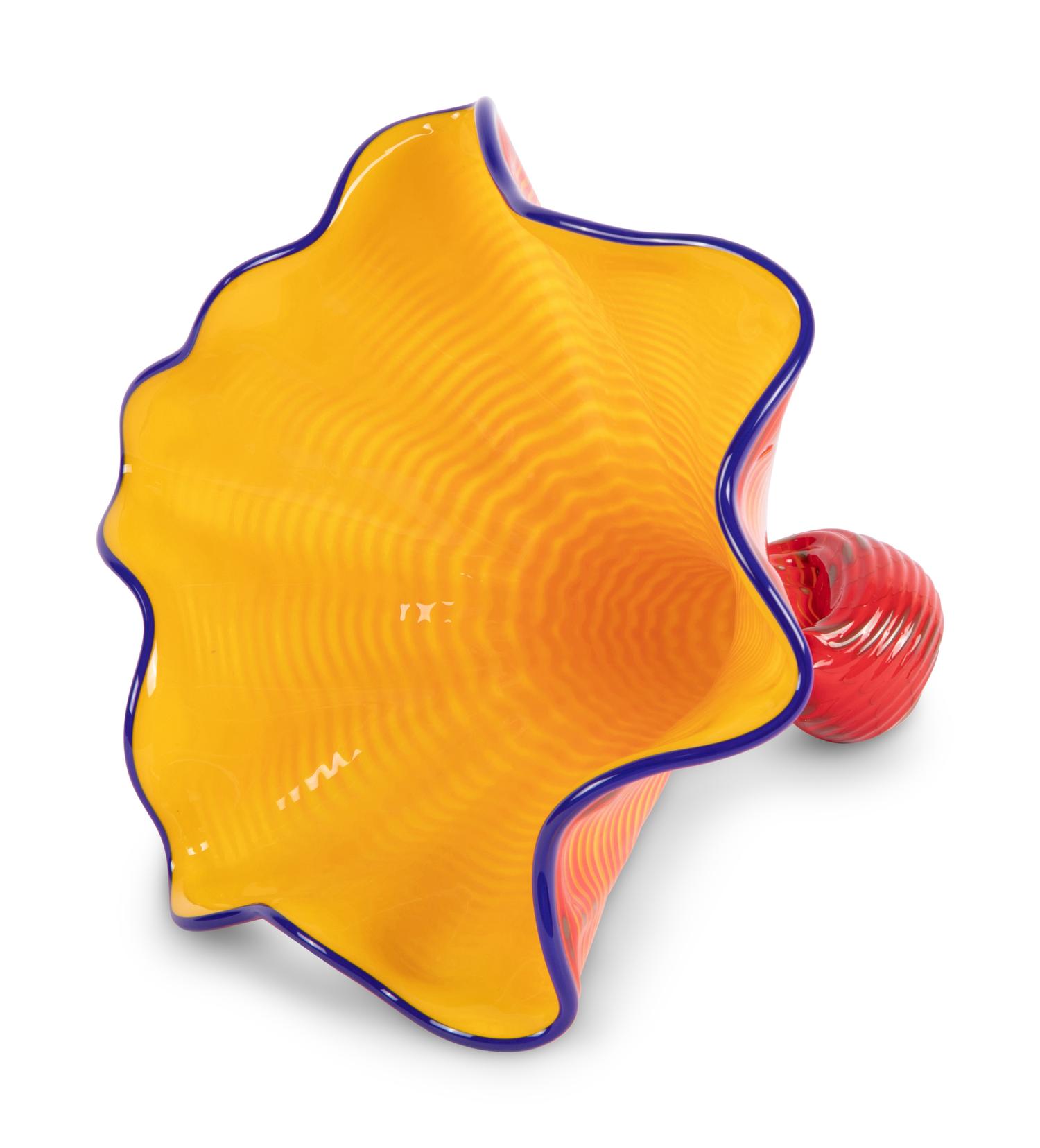 A Red and Yellow Persian Art Glass Vase in the Manner of Chihuly