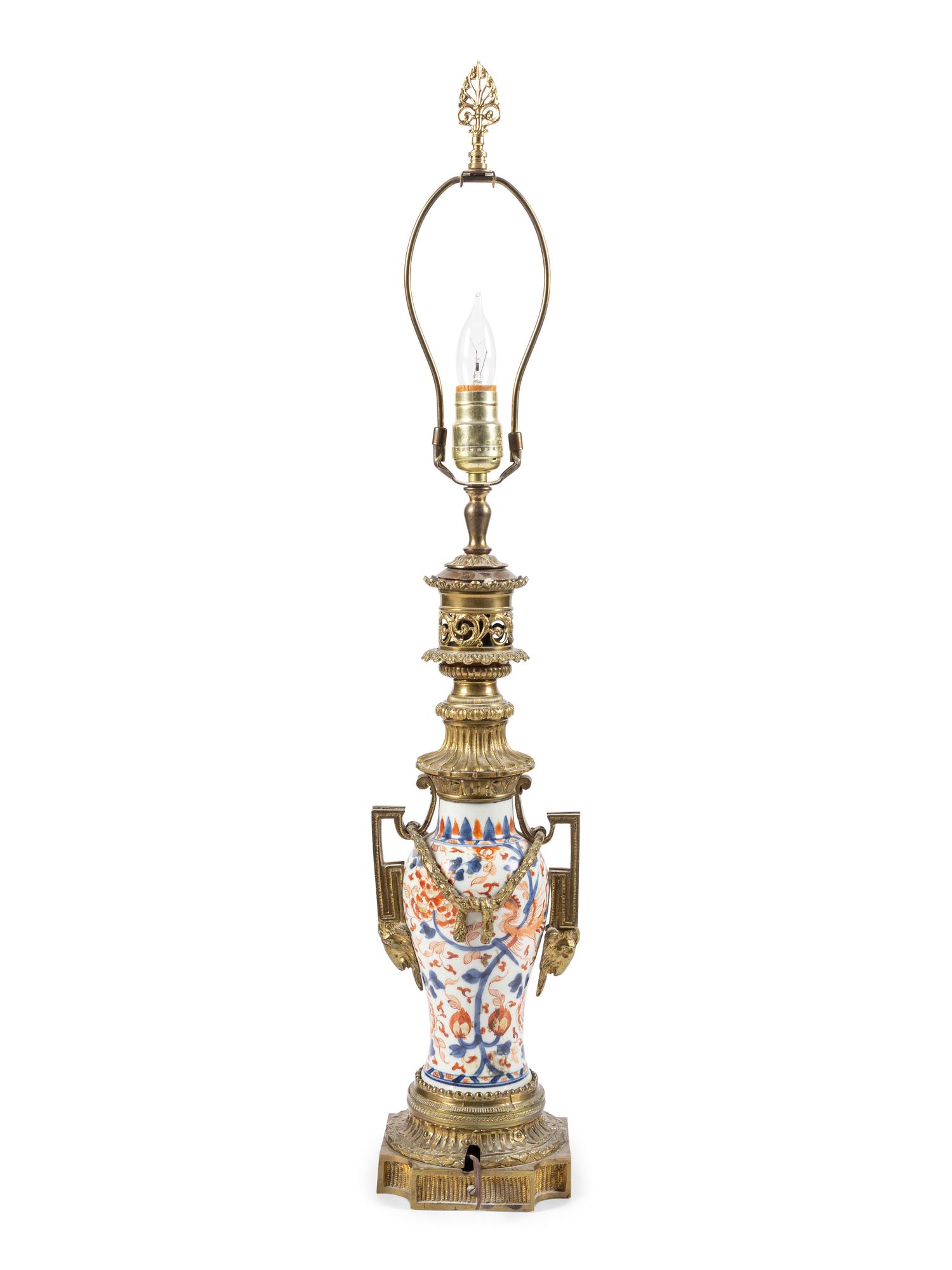 A French Gilt Bronze Mounted Japanese Porcelain Vase Mounted as a Lamp