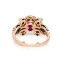 SILVER-TOPPED GOLD, RUBY AND DIAMOND RING