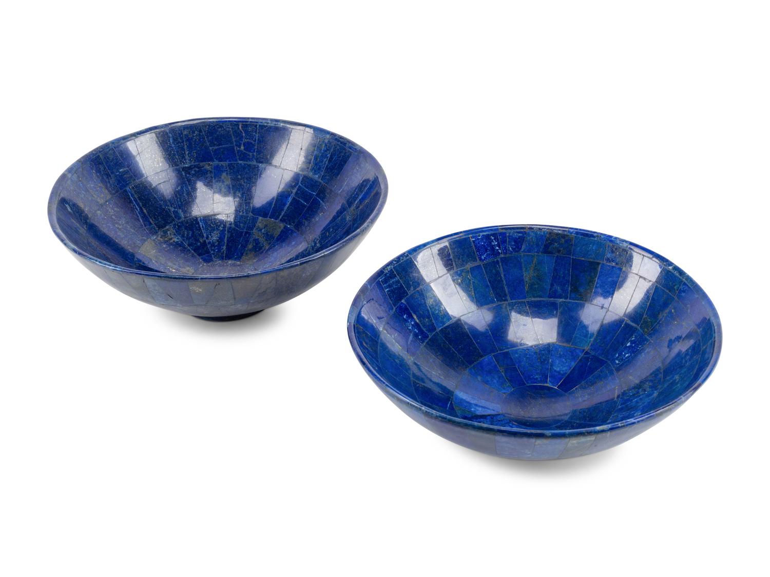 A Pair of Lapis Lazuli Veneered Bowls