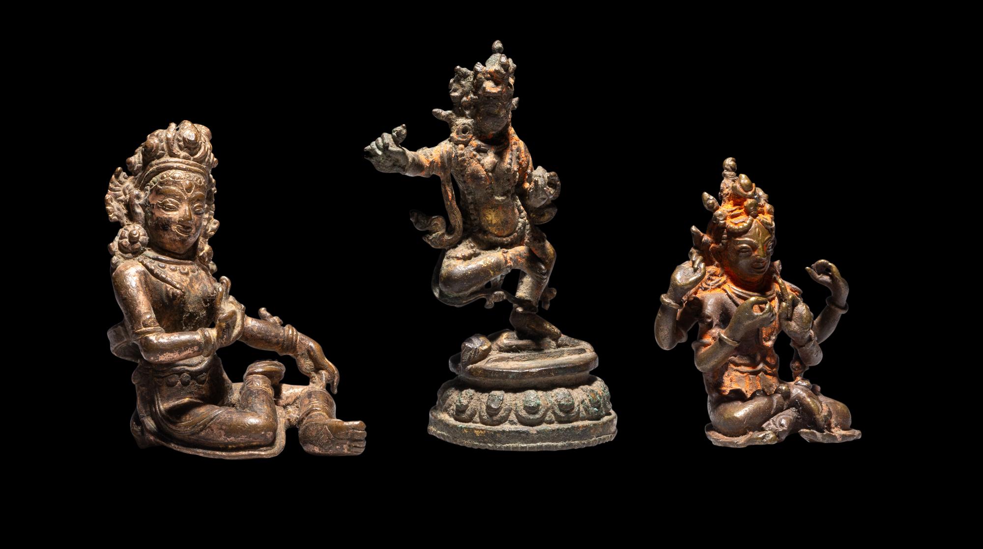 Three Small Nepalese Bronze Figures of Bodhisattva