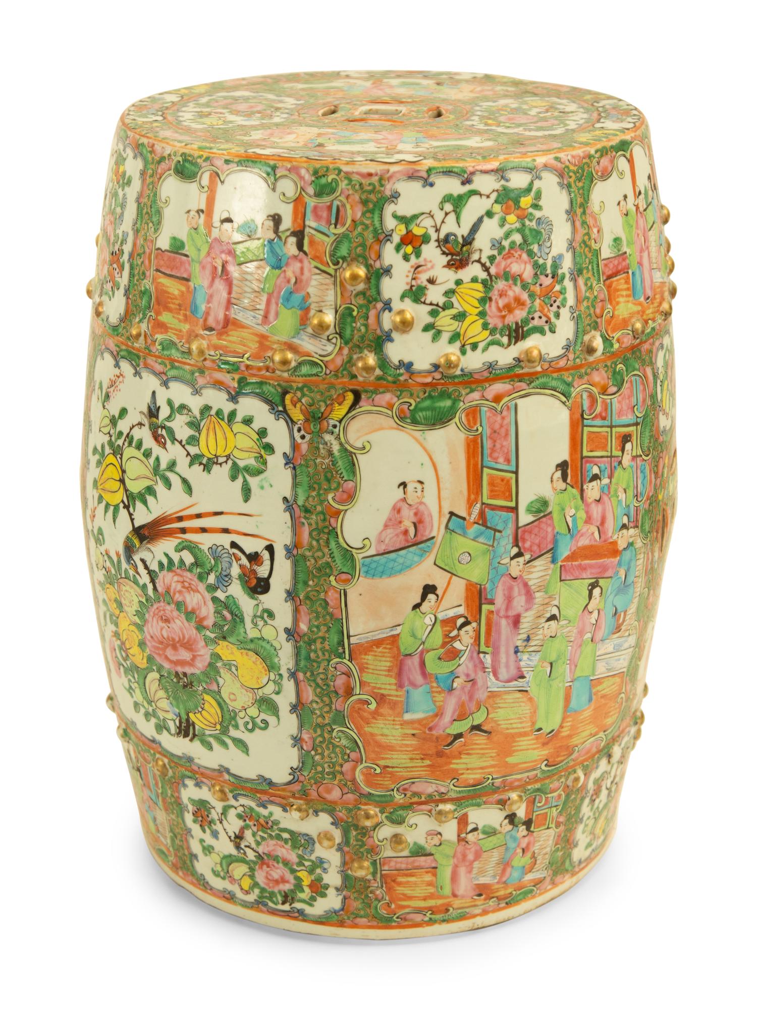 A Chinese Rose Medallion Porcelain Garden Seat