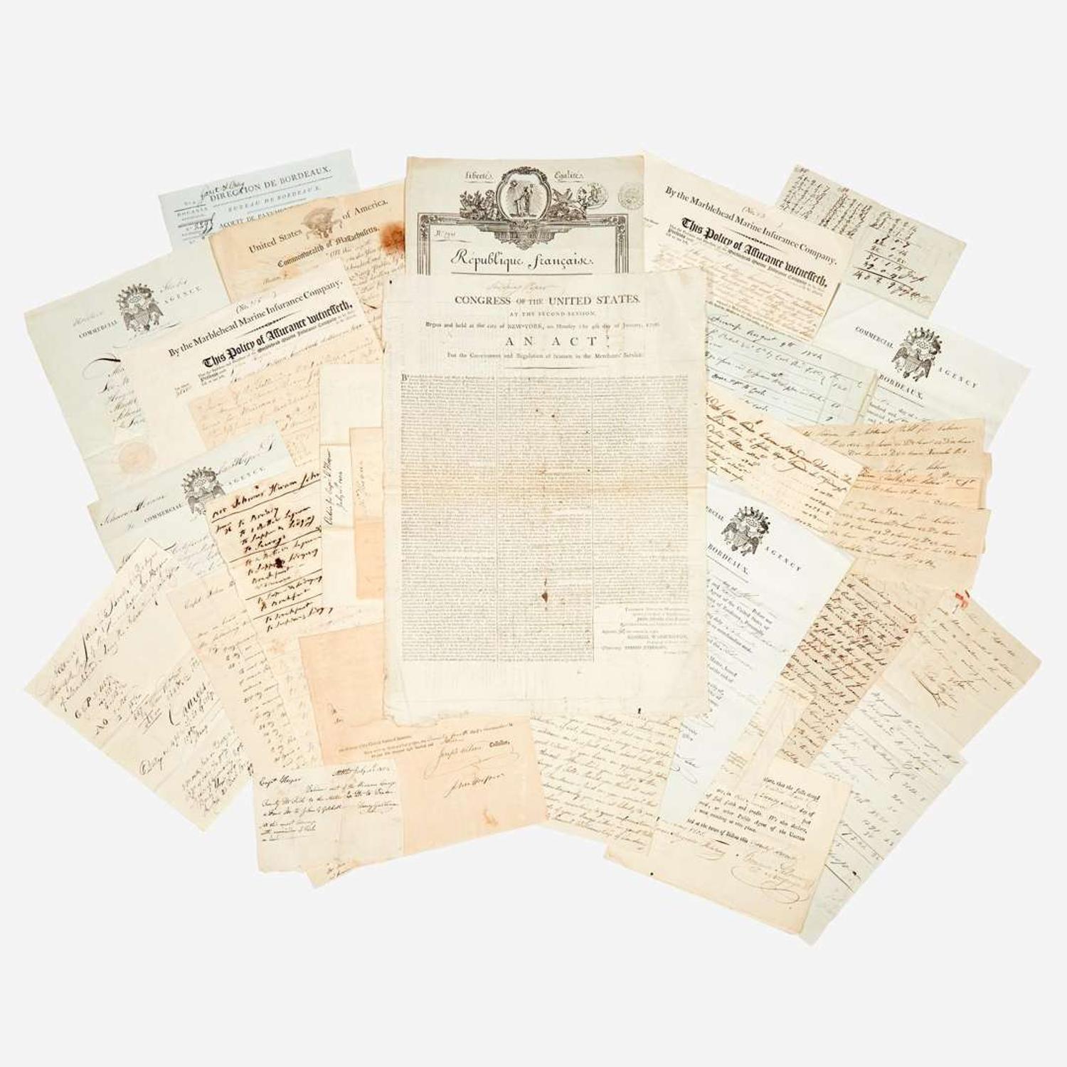 [Americana] [Marblehead, Massachusetts] Archive of the American Merchant Vessel "Hiram"