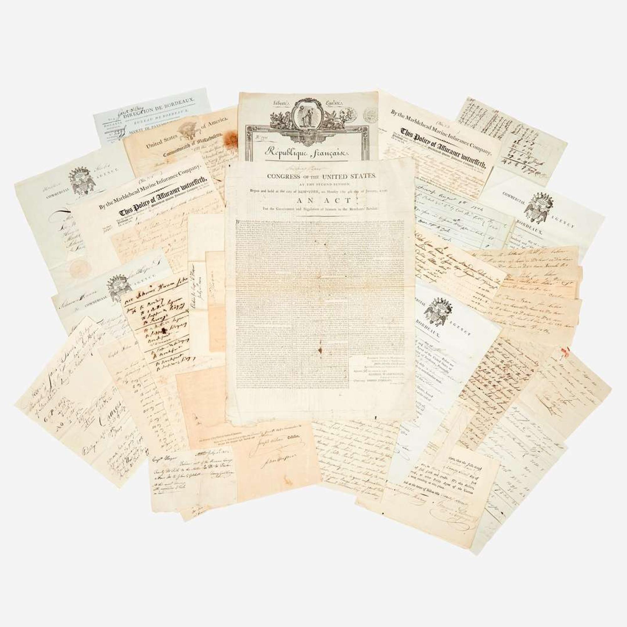 [Americana] [Marblehead, Massachusetts] Archive of the American Merchant Vessel "Hiram"