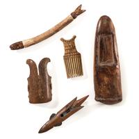 Collection of Iñupiat Fossilized Walrus Ivory and Bone Tools