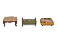 Three Upholstered Foot Stools