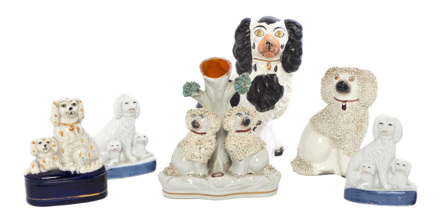 A Collection of Staffordshire Dogs, Height of first 6 1/4 inches.