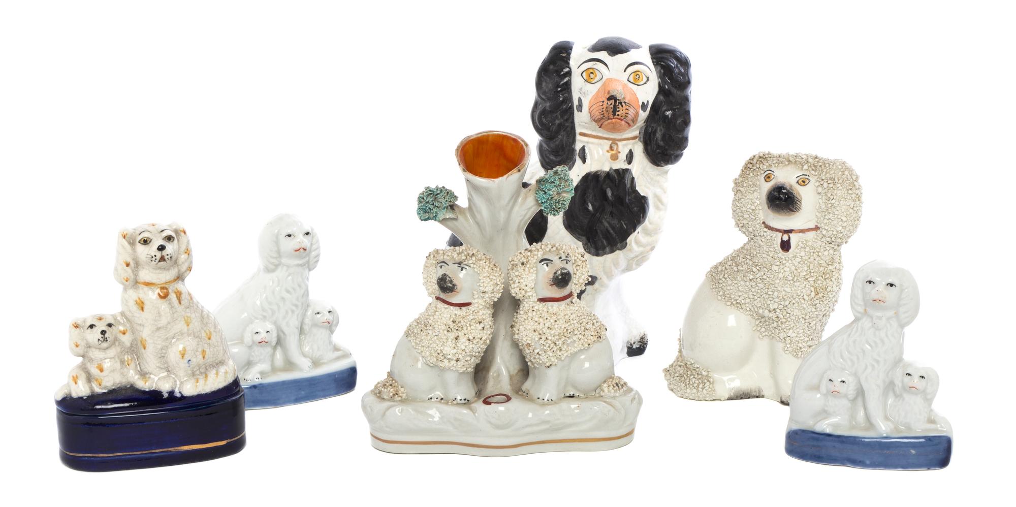 A Collection of Staffordshire Dogs, Height of first 6 1/4 inches.