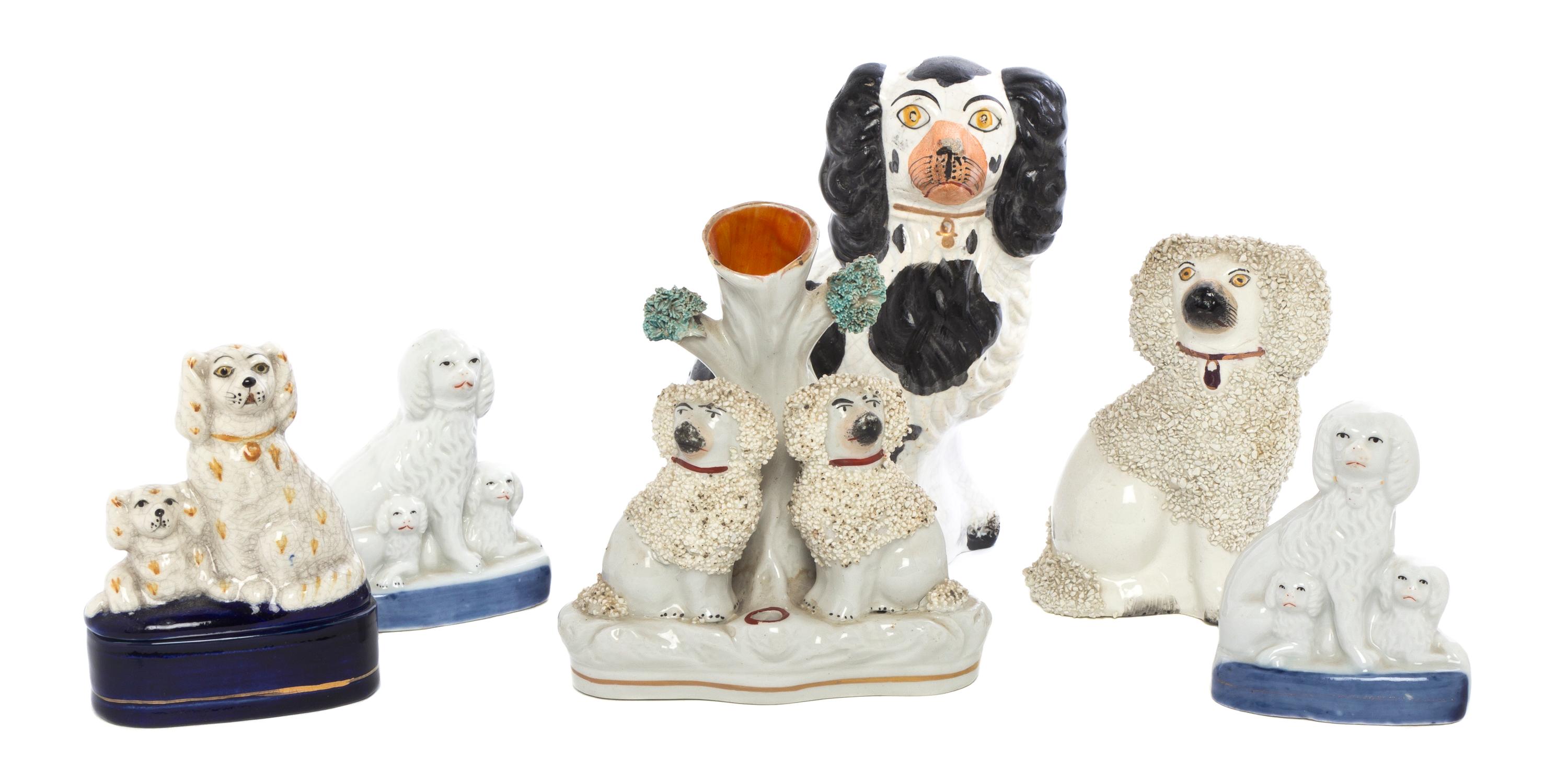 A Collection of Staffordshire Dogs, Height of first 6 1/4 inches.