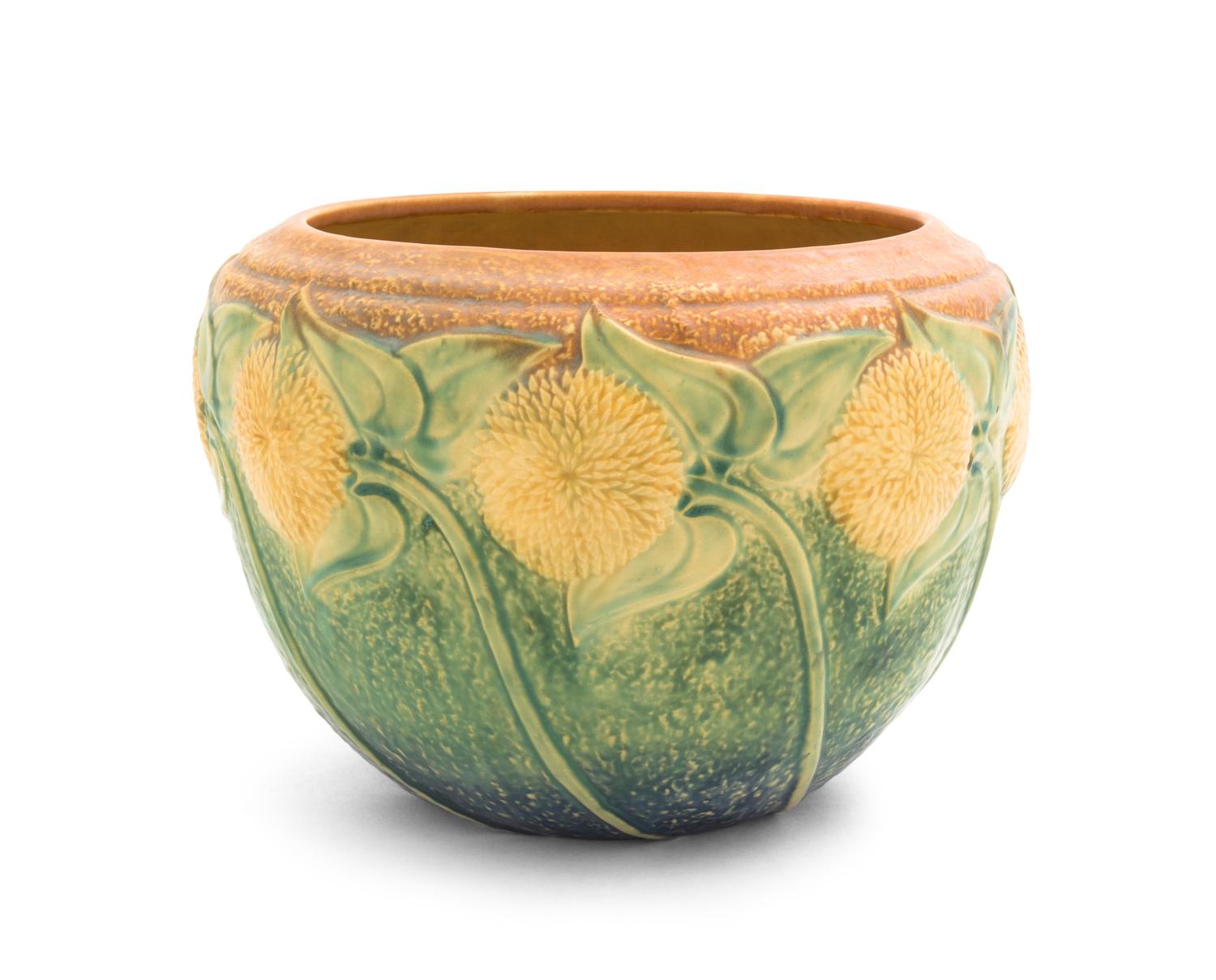 A Roseville Sunflower Pottery Vase Height 8 inches.