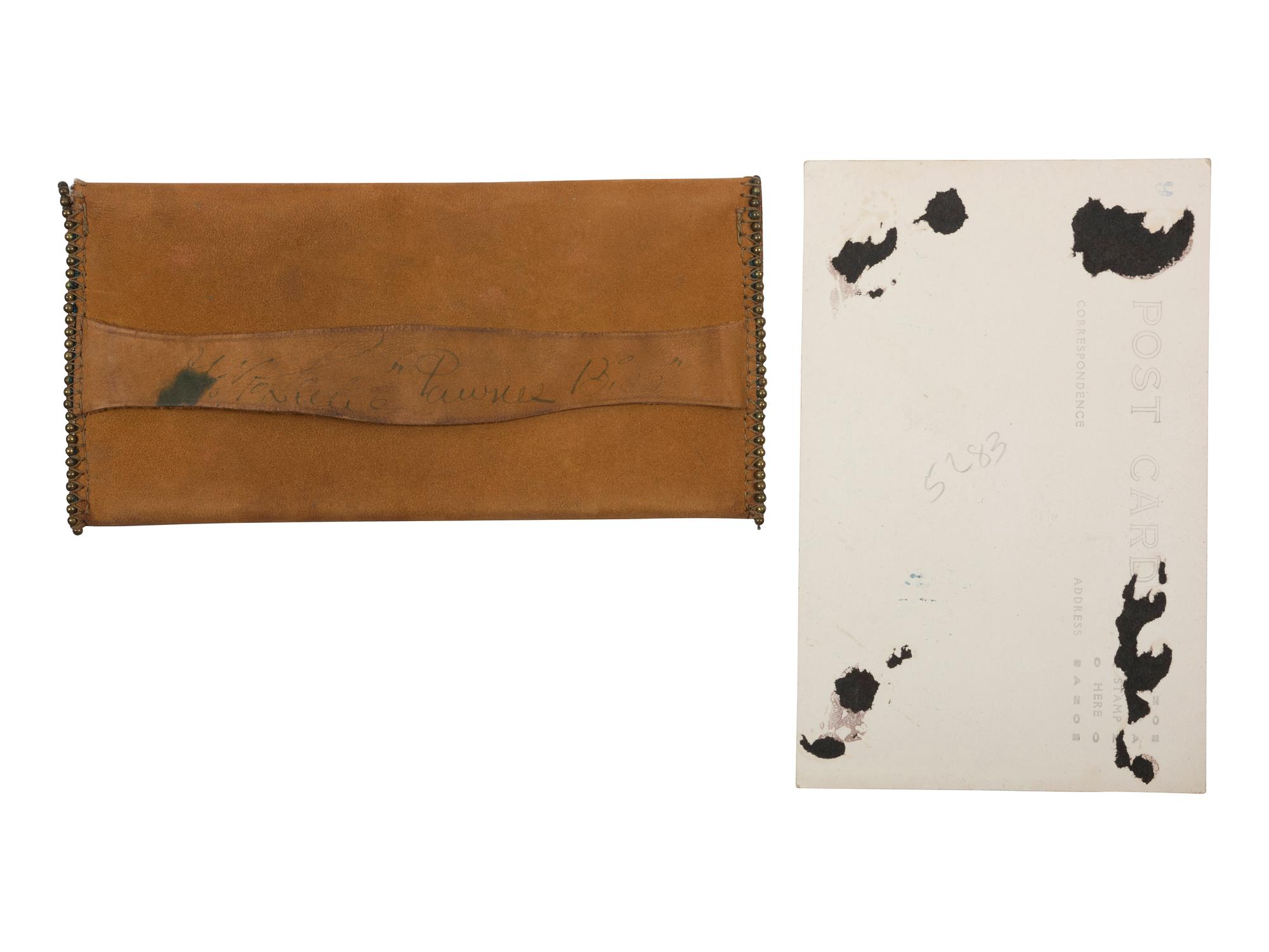 [WILD WEST SHOWS] -- [LILLIE, Gordon W. "Pawnee Bill" (1860-1942)]. A group of 2 items signed by "Pawnee Bill," including wallet and real photo postcard.
