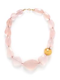 ROSE QUARTZ AND GOLD BEAD NECKLACE
