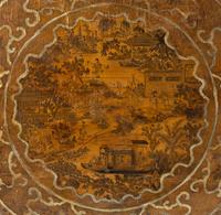 A Georgian Style Black and Gilt-Japanned Tea Table