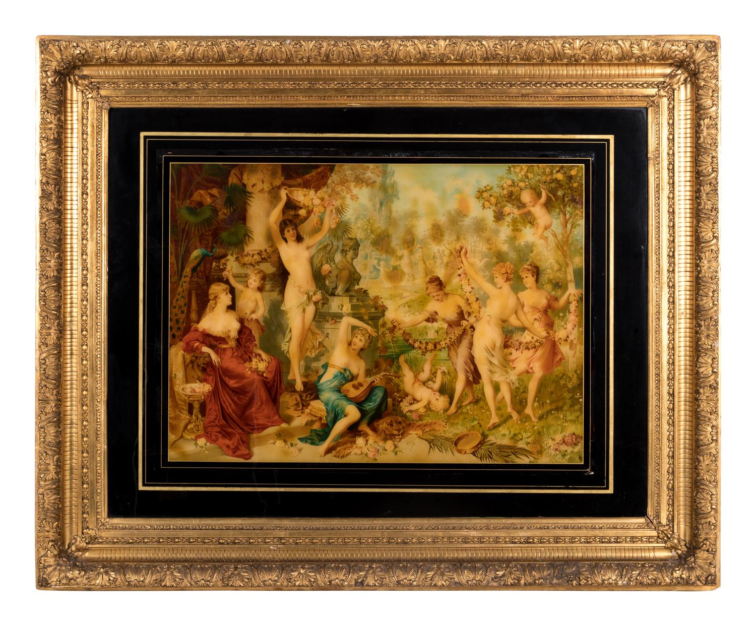 A Continental Reverse-Printed Glass Mezzotint