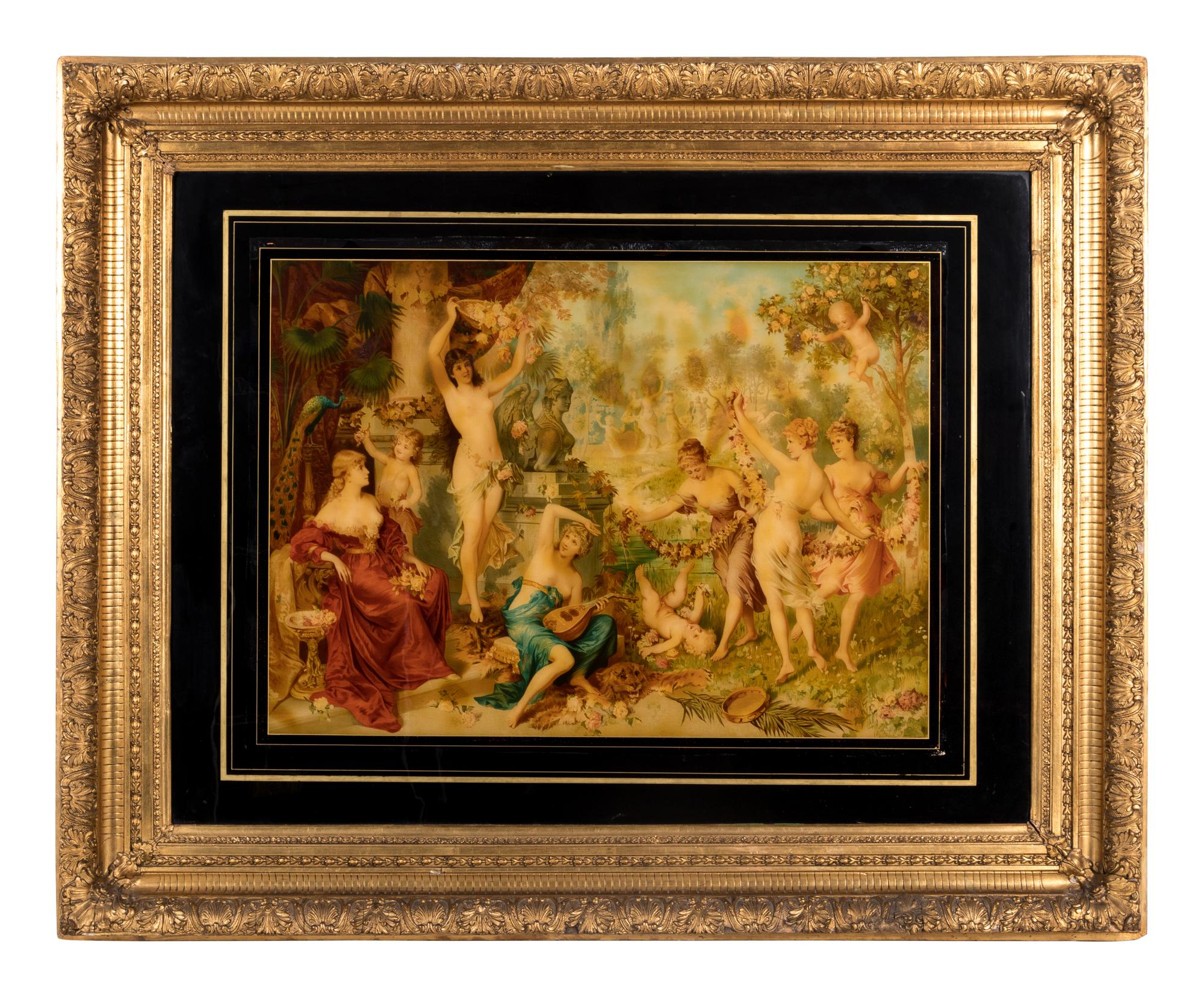 A Continental Reverse-Printed Glass Mezzotint