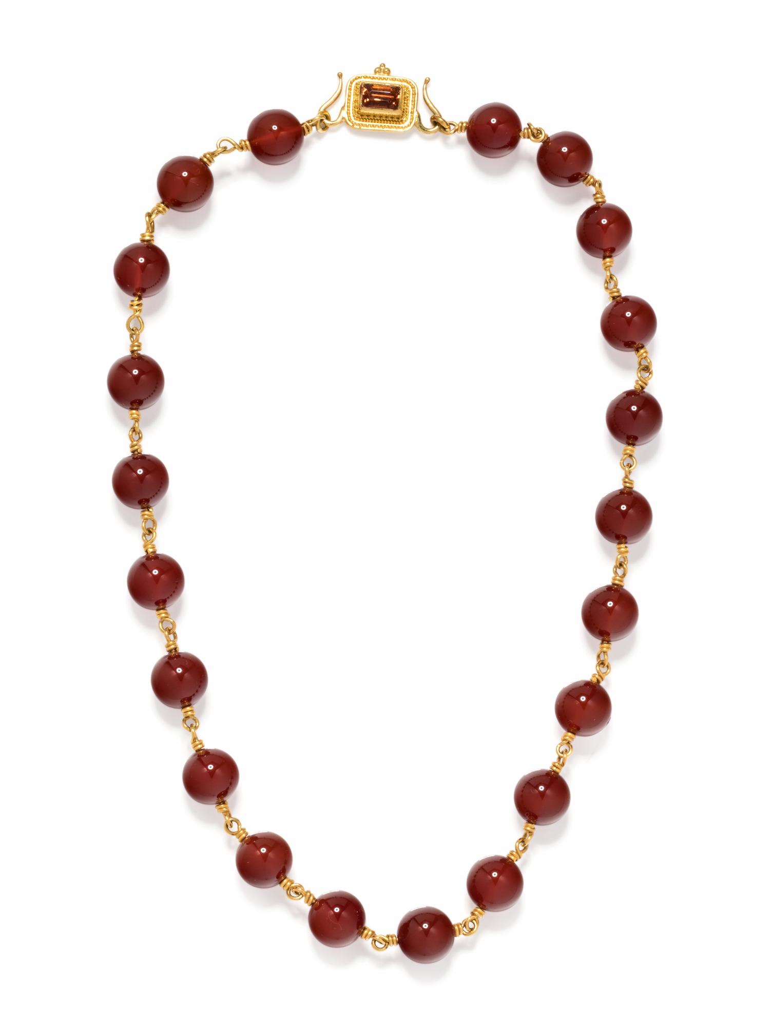LUNA FELIX GOLDSMITH, YELLOW GOLD AND CARNELIAN BEAD NECKLACE