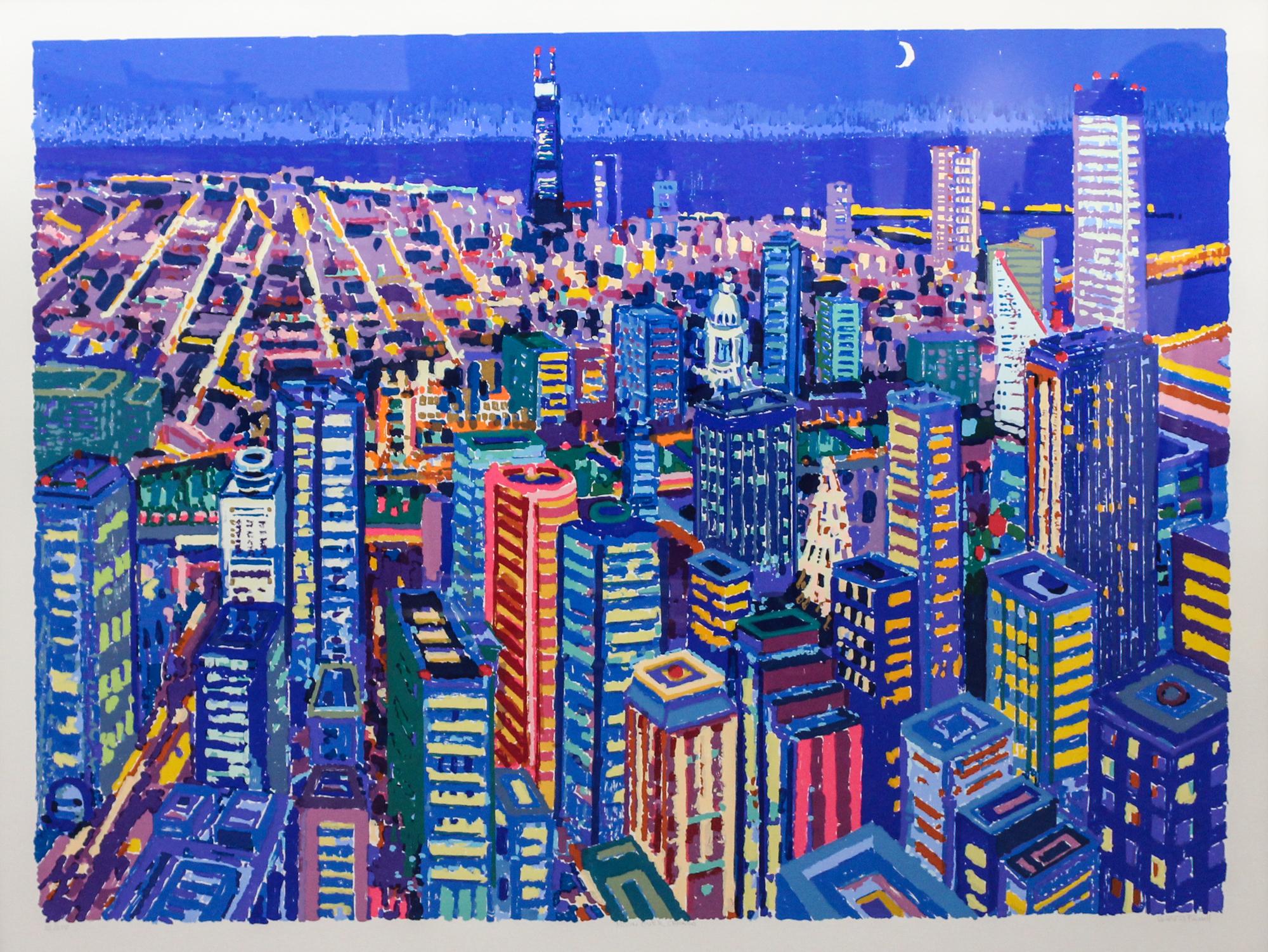 Vincent Farrell, (American, 20th Century), Moon Over Chicago
