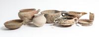 A Group of Pre-Columbian Style Ceramic Bowls Height of tallest 4 3/4 inches.