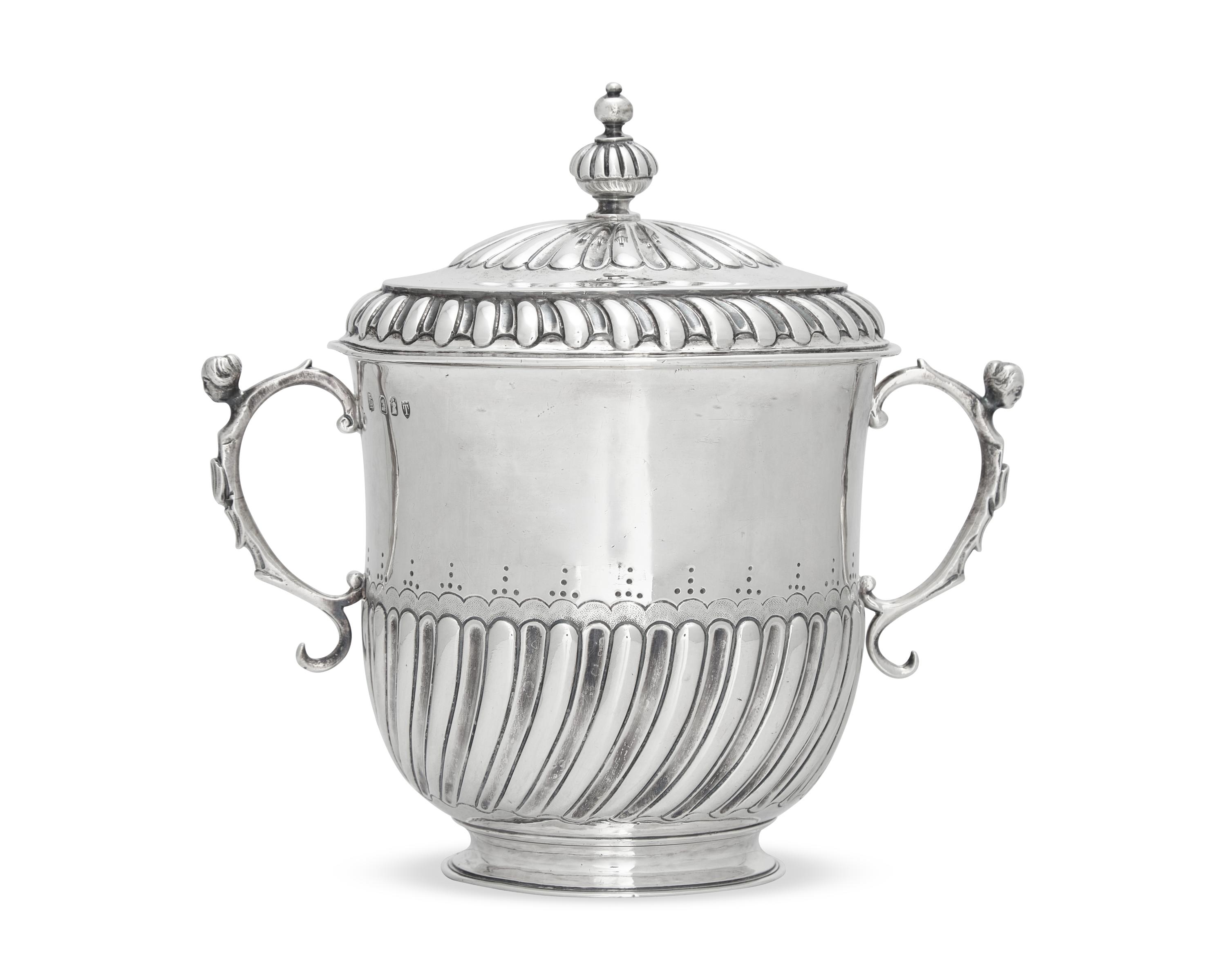 A Charles II Style Britannia Silver Covered Porringer