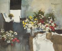 Philip Jamison (American, 1923) - Studio with Flowers