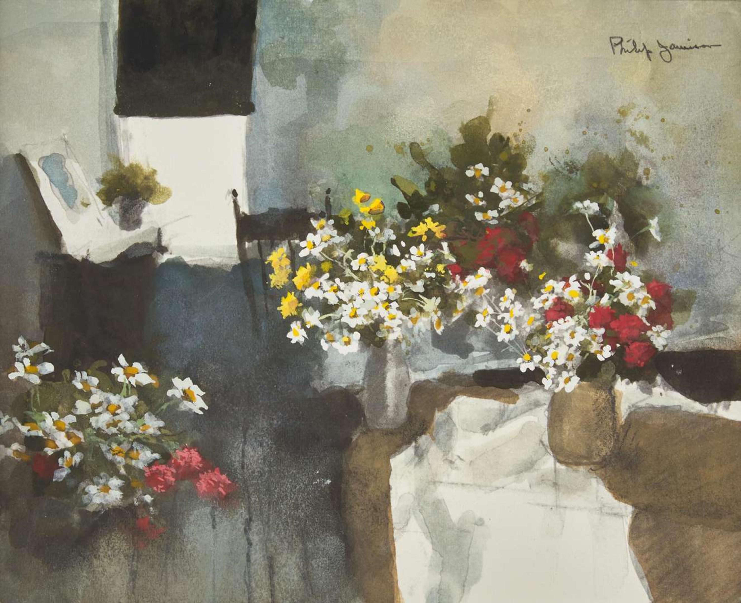 Philip Jamison (American, 1923) - Studio with Flowers