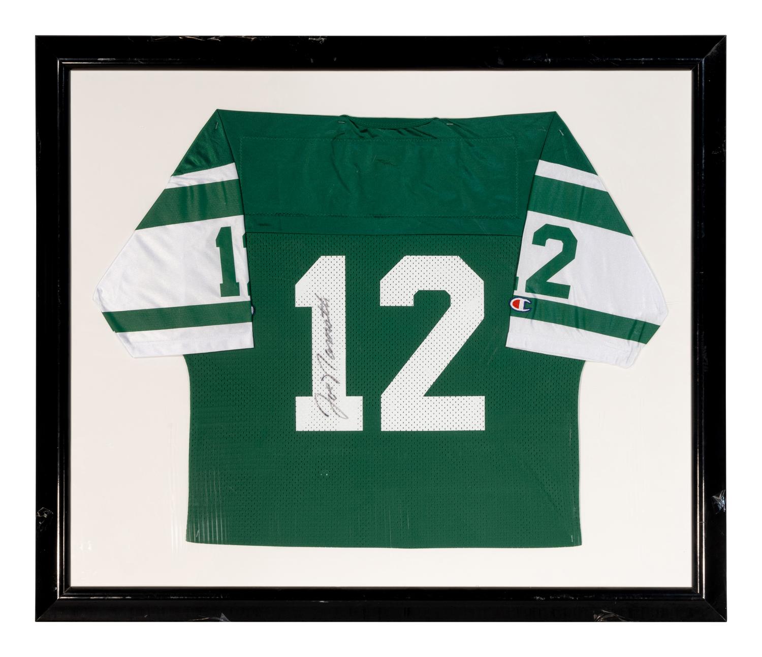 A Joe Namath Signed Autograph New York Jets Jersey Display (Beckett Authentication Services)