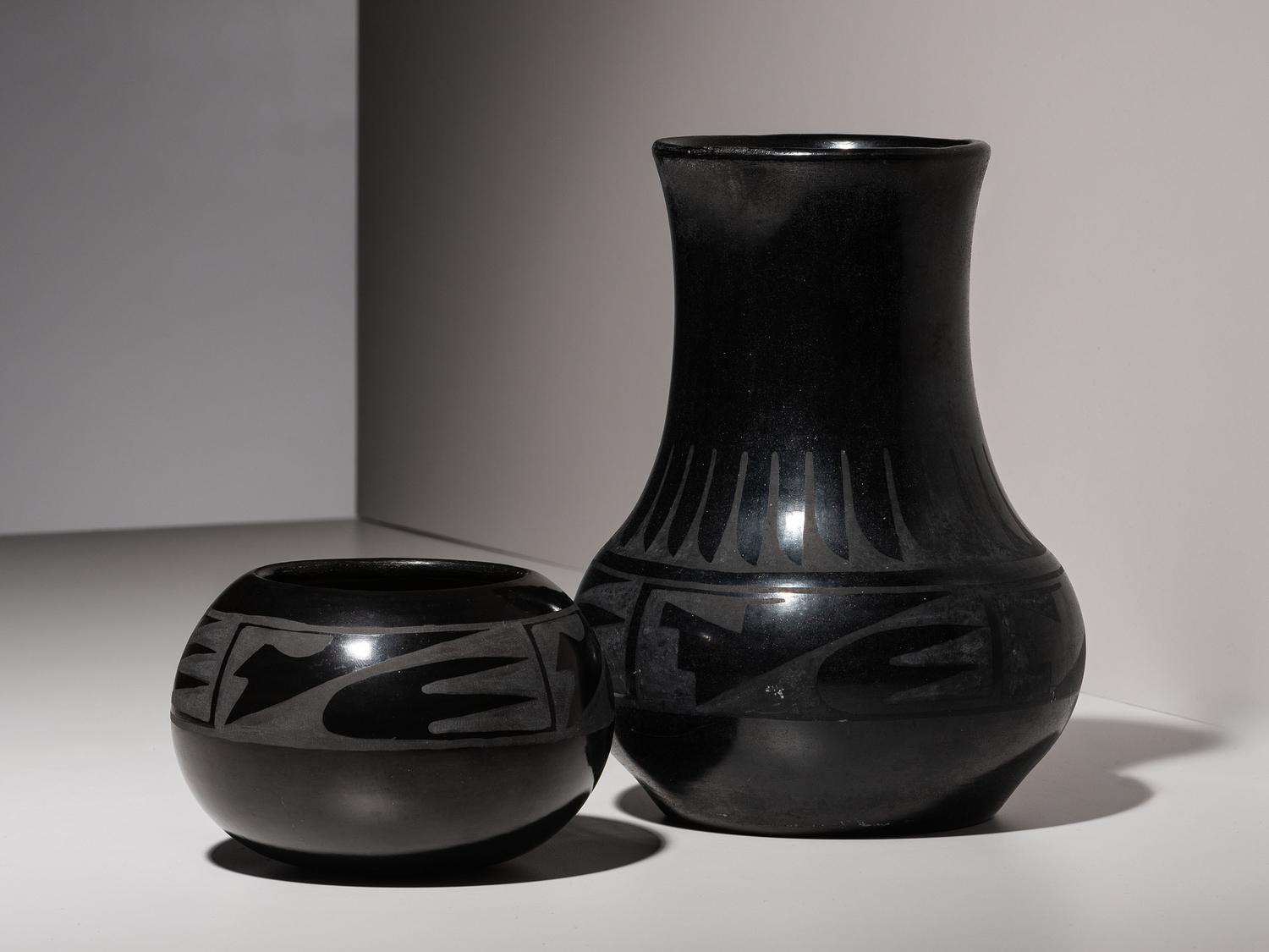 Blackware Pottery Vase and Bowl 1943-1954