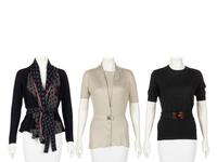 Three Knit Tops with Belts: One Prada Three-Piece Set, One Fendi Two-Piece Set, One Armani Two-Piece Set, 2000s