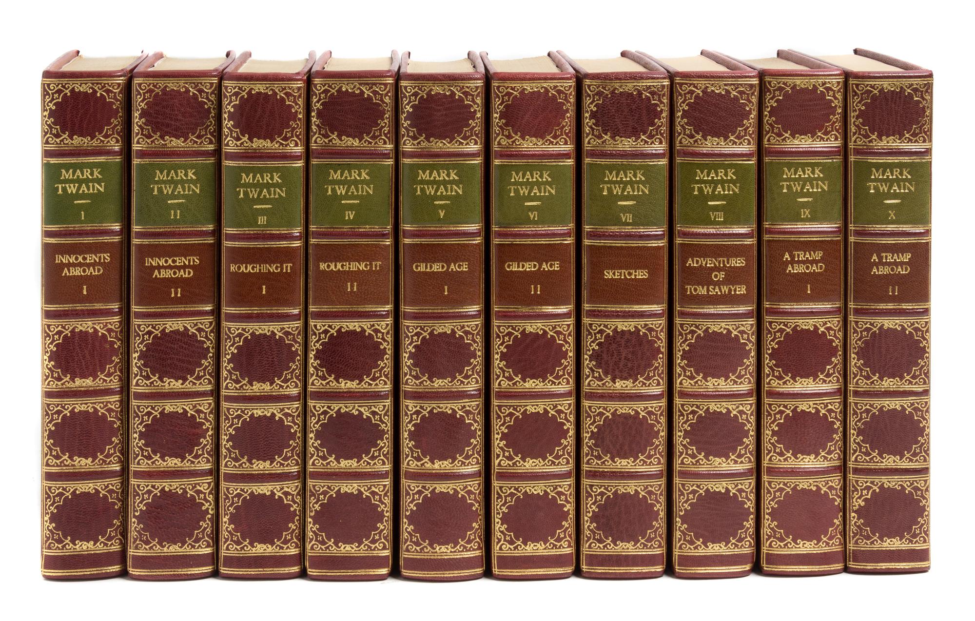 (CLEMENS, SAMUEL L.) TWAIN, MARK, a.k.a. The Writings. New York, 1922-25. 37 vols. Limited signed as Twain and Clemens.