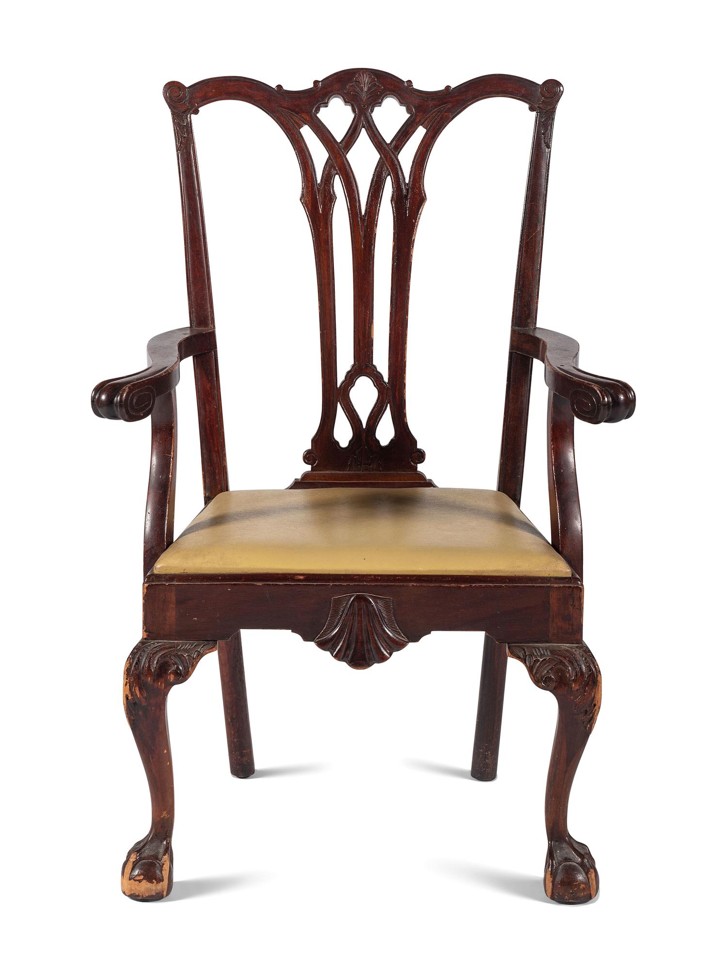 A Chippendale Style Shell Carved Mahogany Armchair