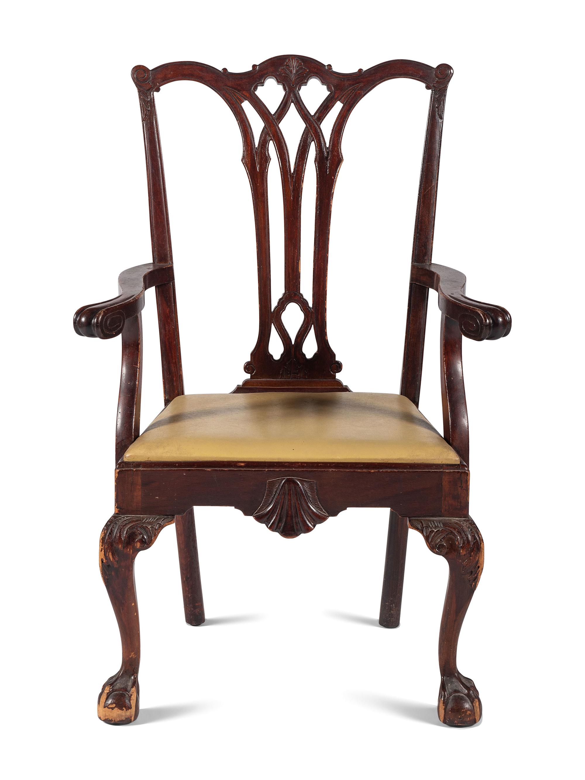 A Chippendale Style Shell Carved Mahogany Armchair