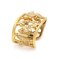 KIESELSTEIN-CORD, YELLOW GOLD, DIAMOND AND MULTIGEM CUFF BRACELET